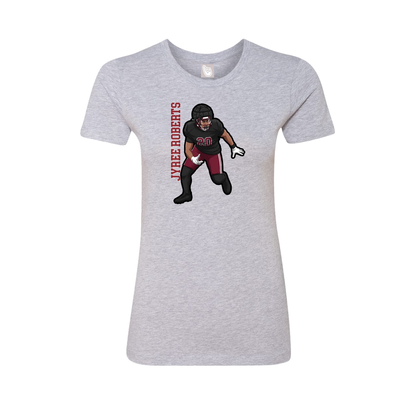 Fitted Women's Tee — Name Vertical in Grey