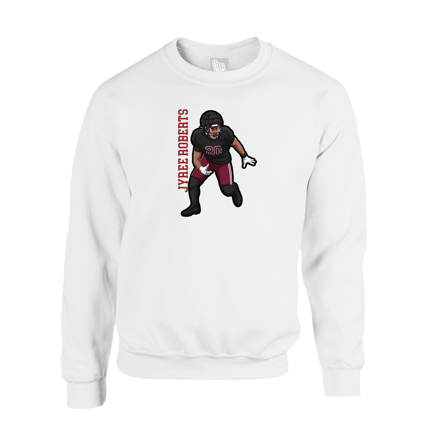 Fleece Crew — Name Vertical in White
