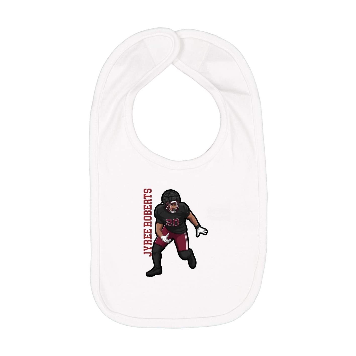 Infant Bib — Name Vertical in White