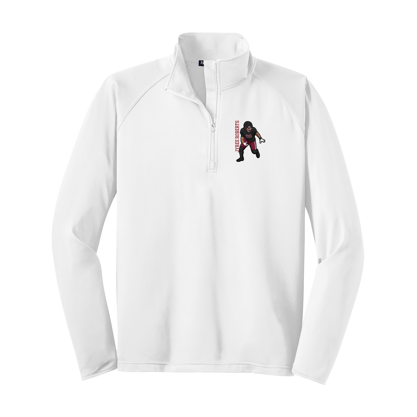 Q-Zip Pullover — Name Vertical in White