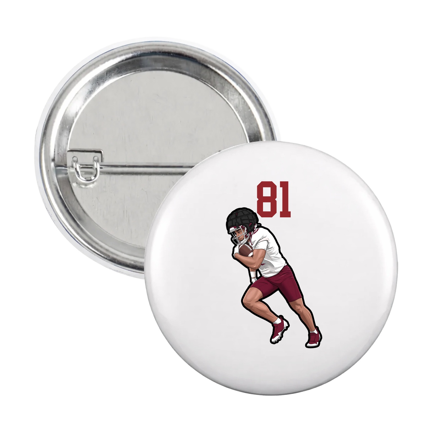 Game Day Button — Number Top in White