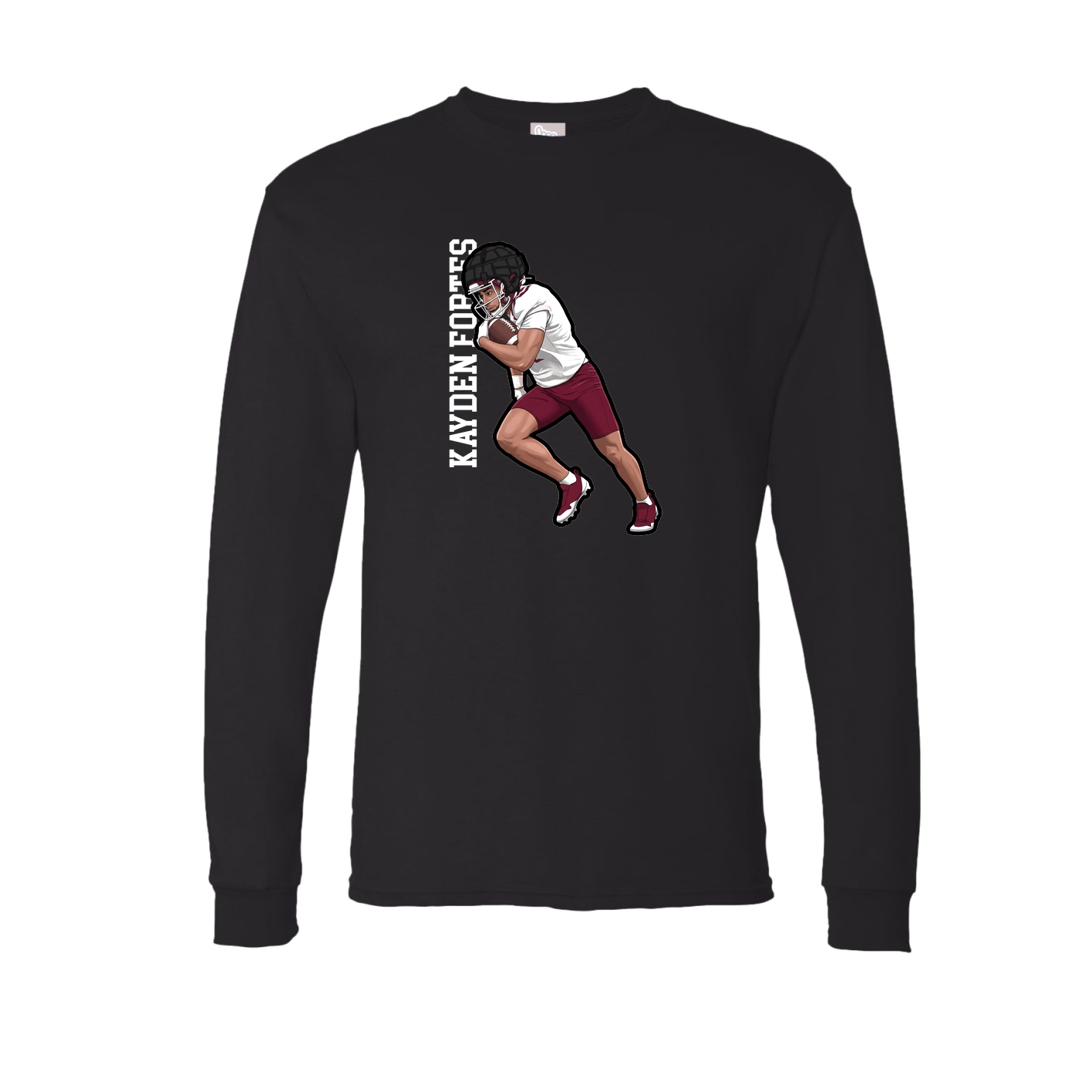 Long Sleeve Tee — Name Vertical in Black