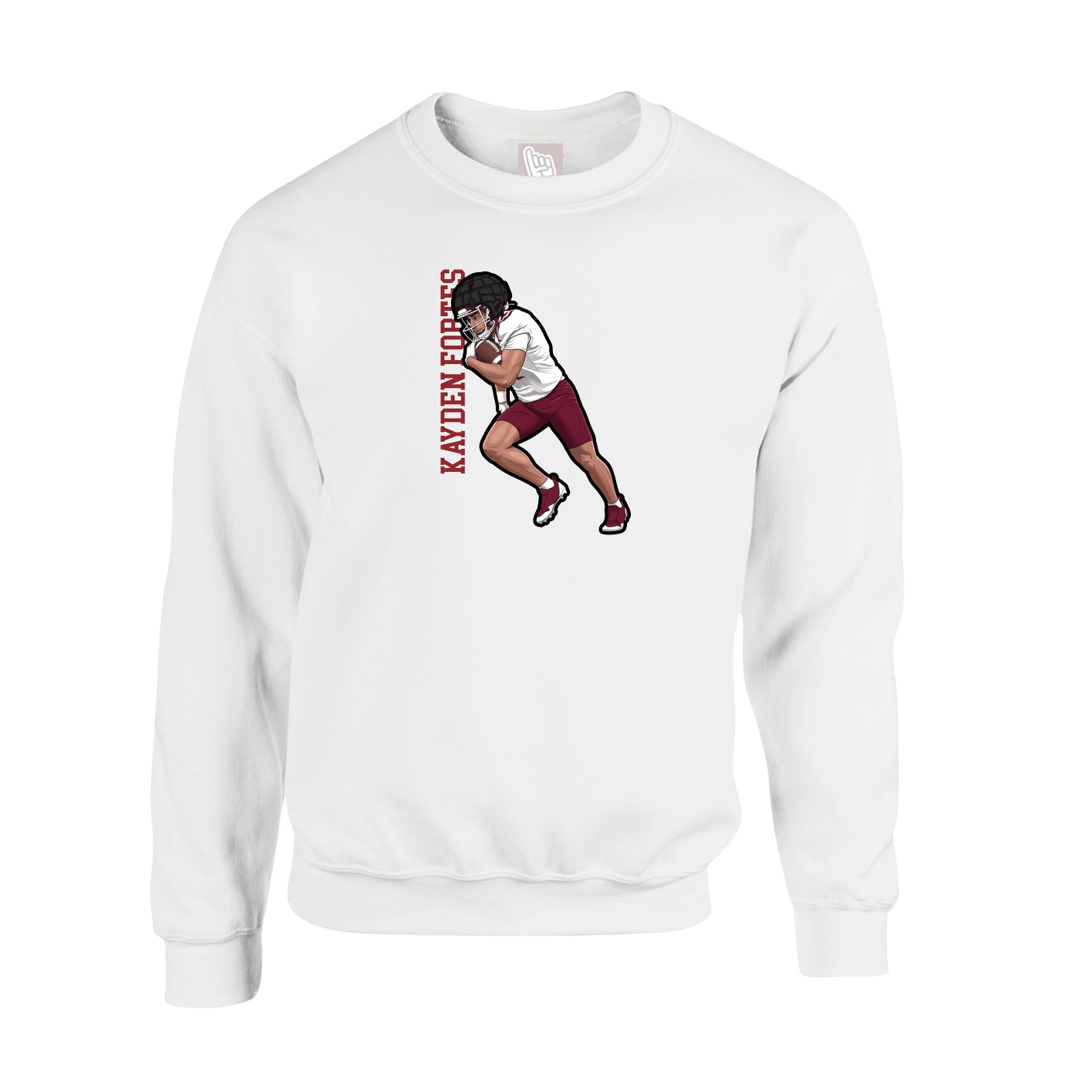 Fleece Crew — Name Vertical in White