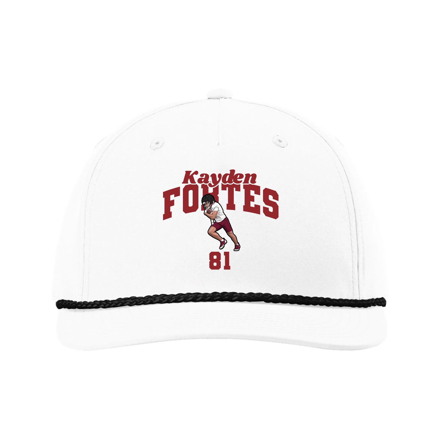 Five-Panel Classic Rope Cap — Signature Arch in White