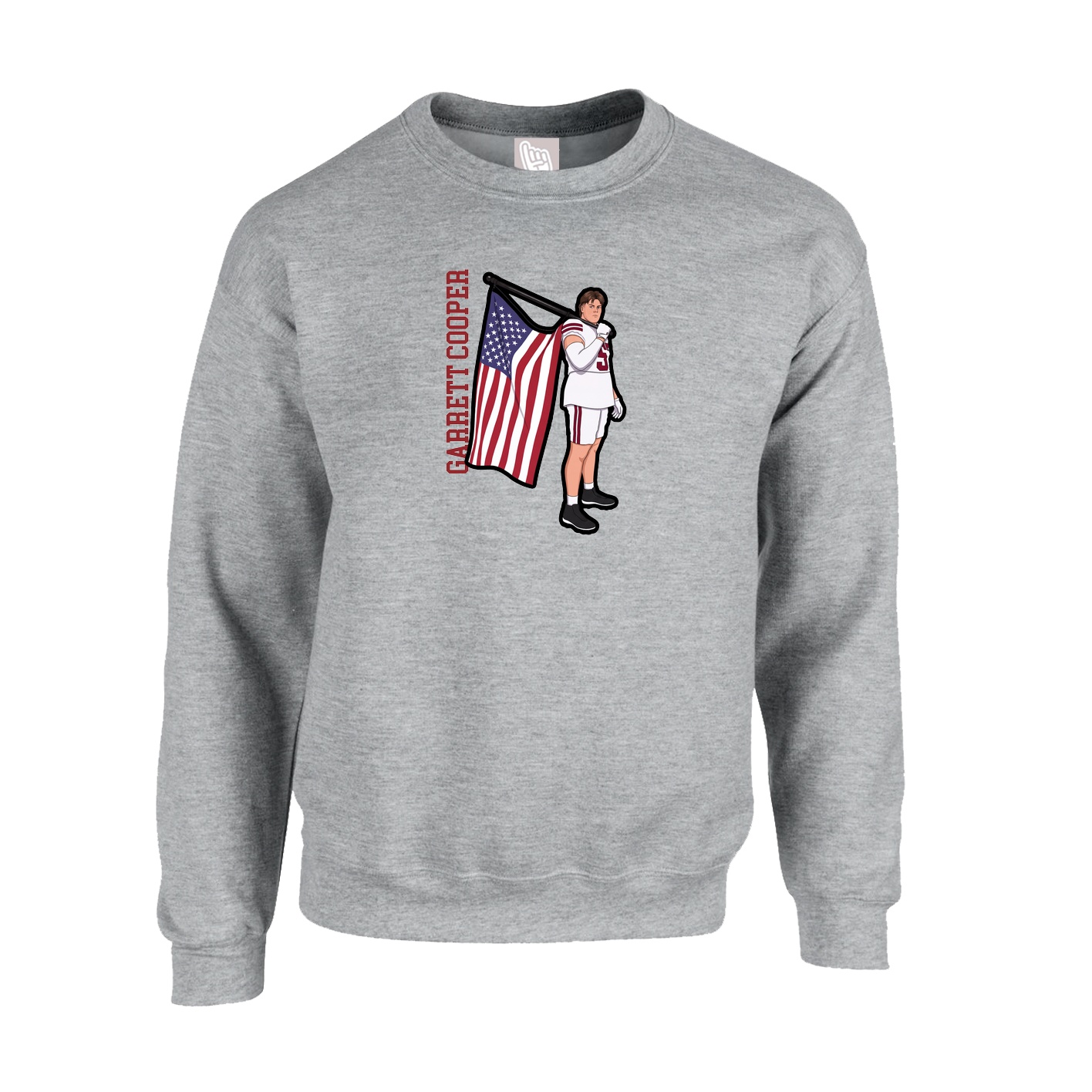 Fleece Crew — Name Vertical in Grey