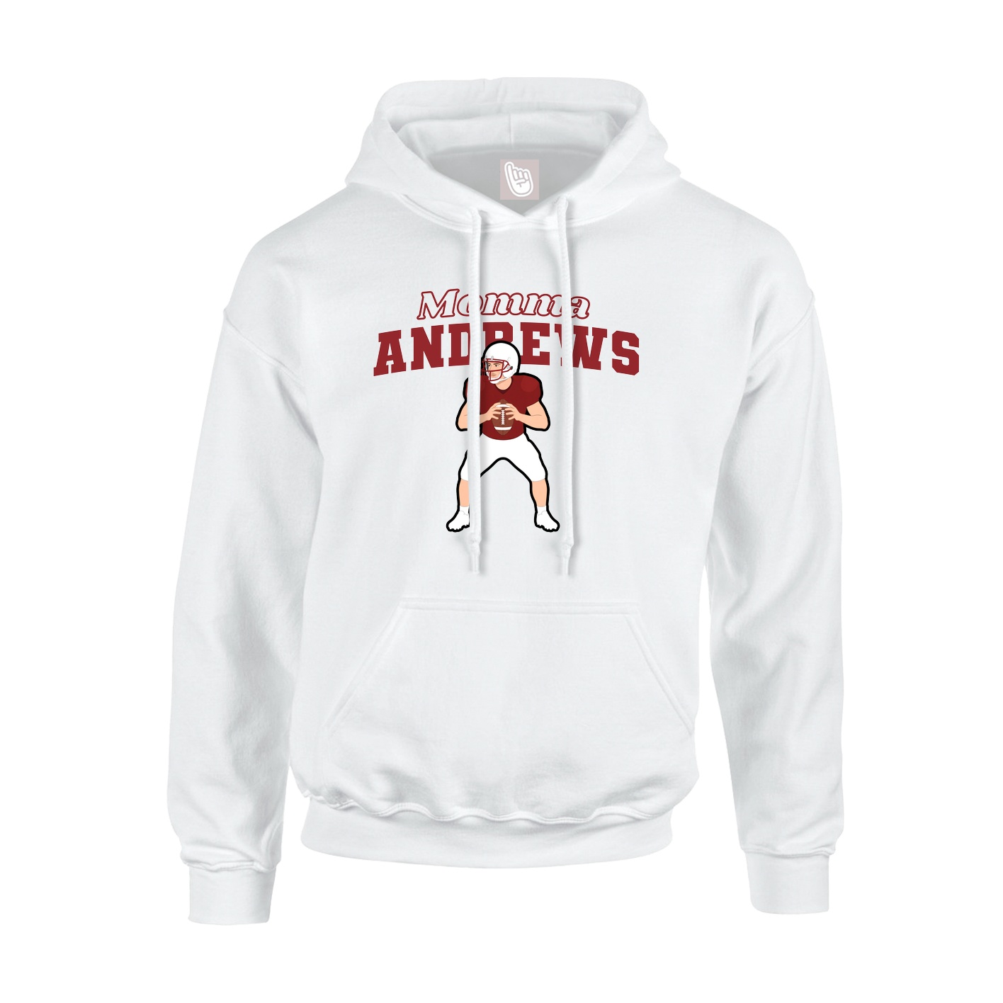 Youth Hoodie — Mothers Day Block in White