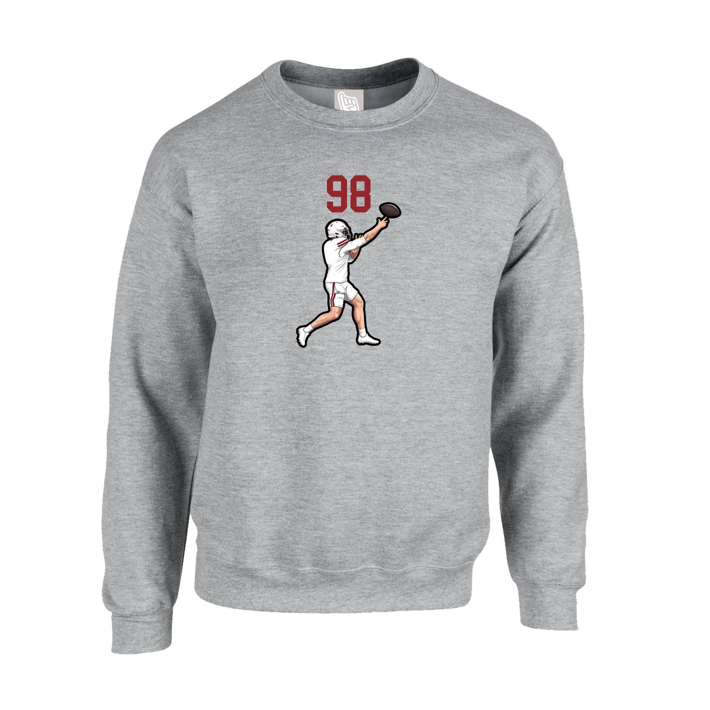 Fleece Crew — Number Top in Grey