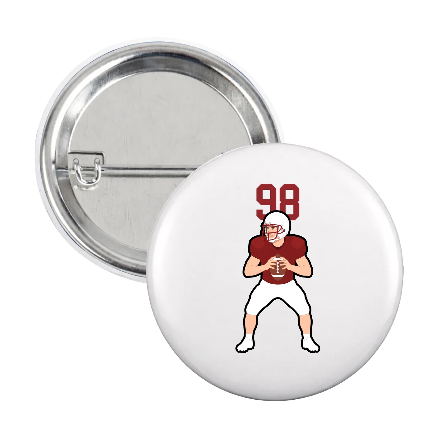 Game Day Button — Number Top in White