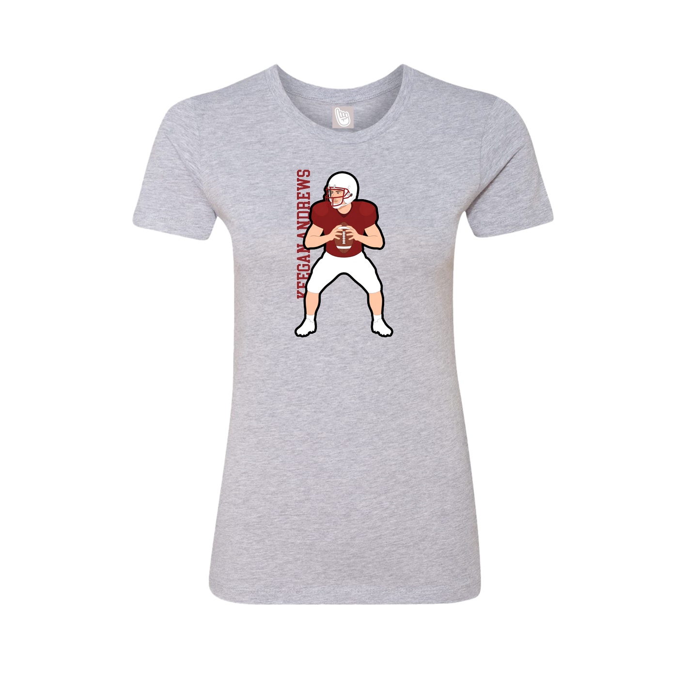 Fitted Women's Tee — Name Vertical in Grey