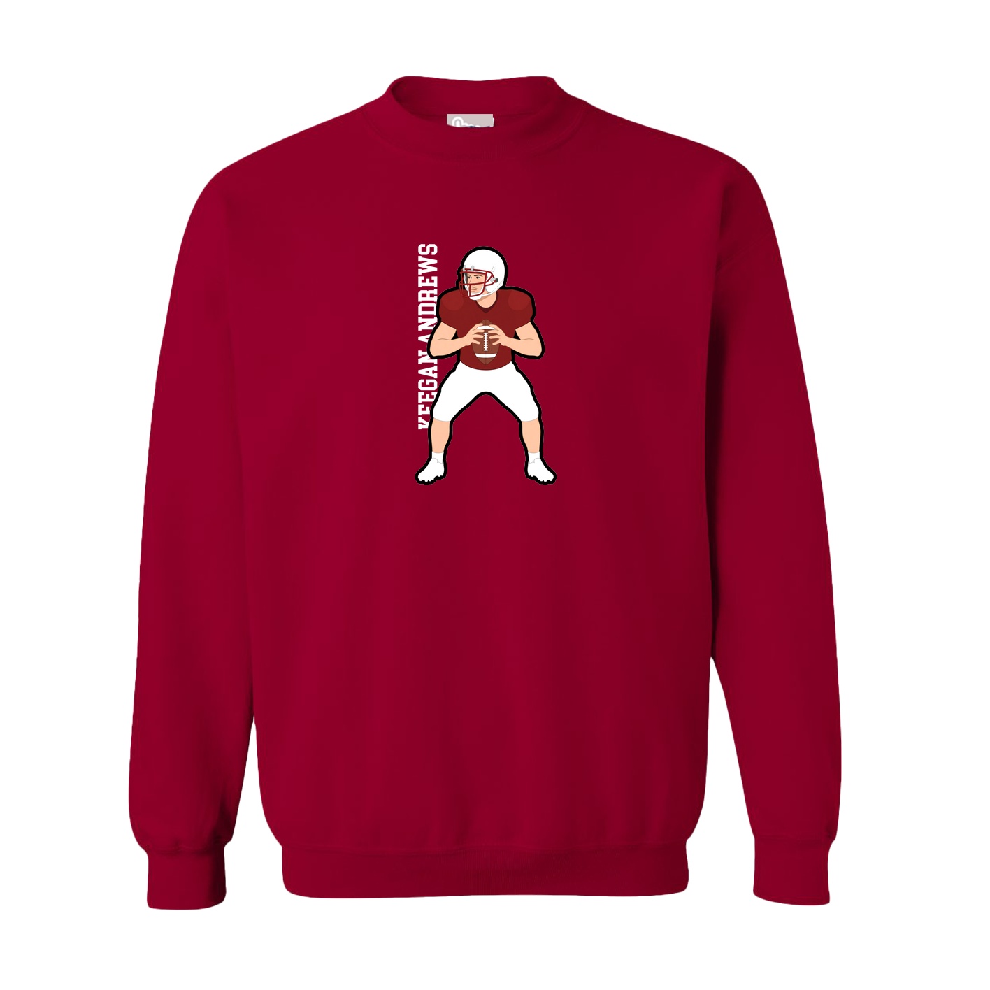 Fleece Crew — Name Vertical in Cardinal