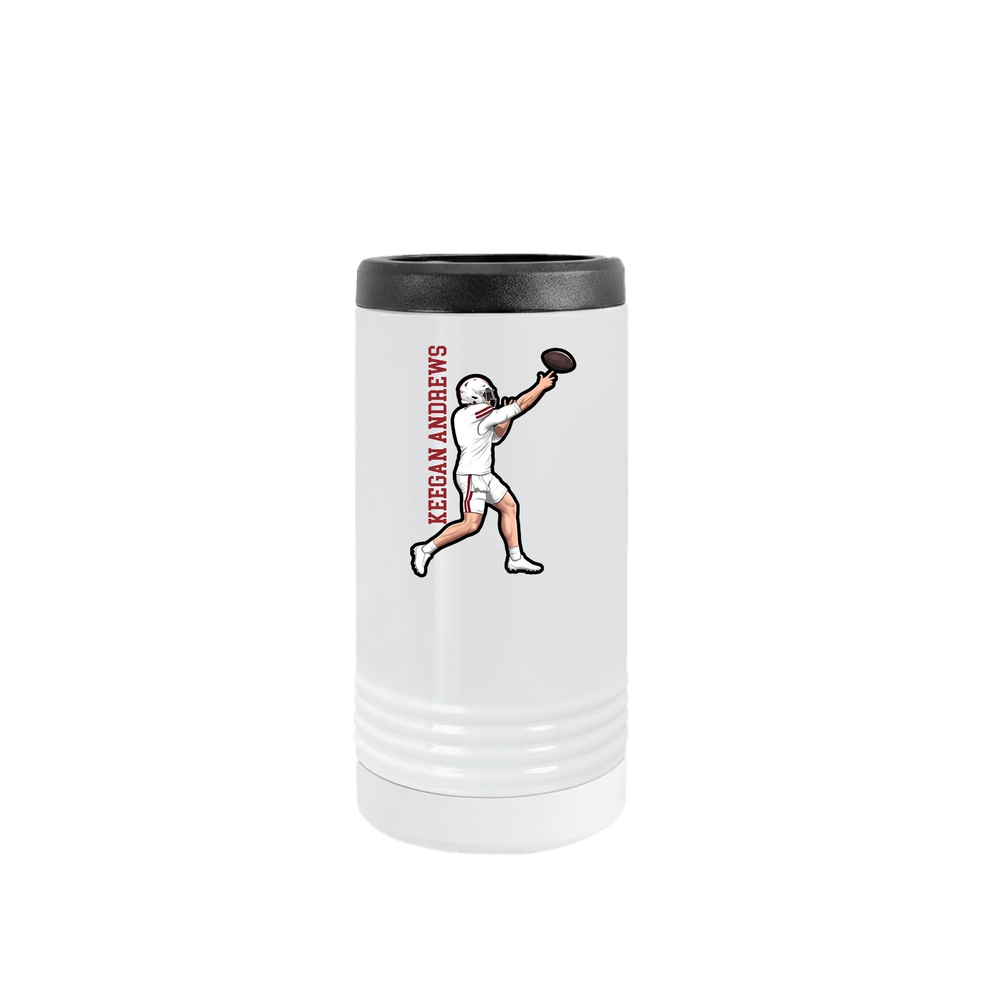 Slim Beverage Holder — Name Vertical in White