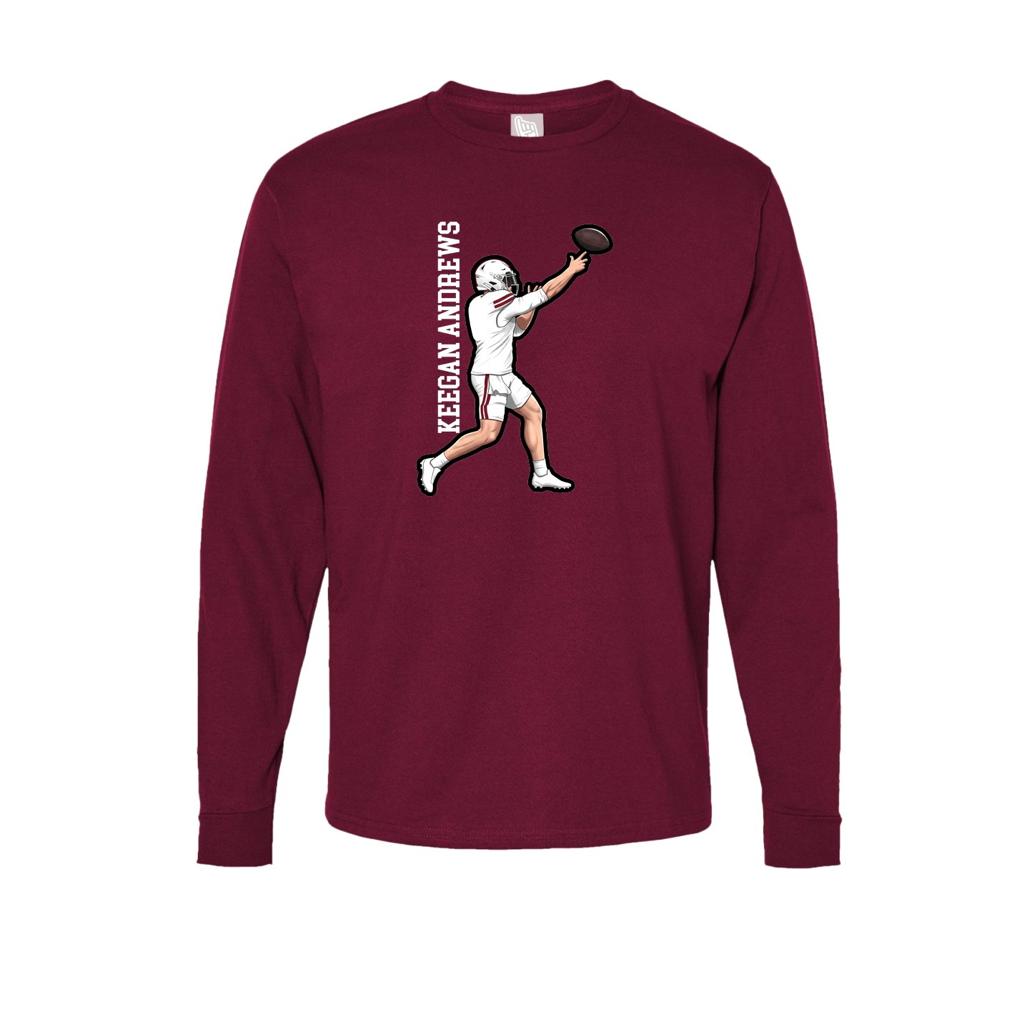 Long Sleeve Tee — Name Vertical in Cardinal