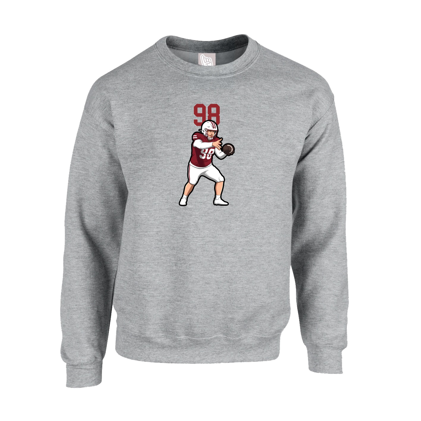 Fleece Crew — Number Top in Grey