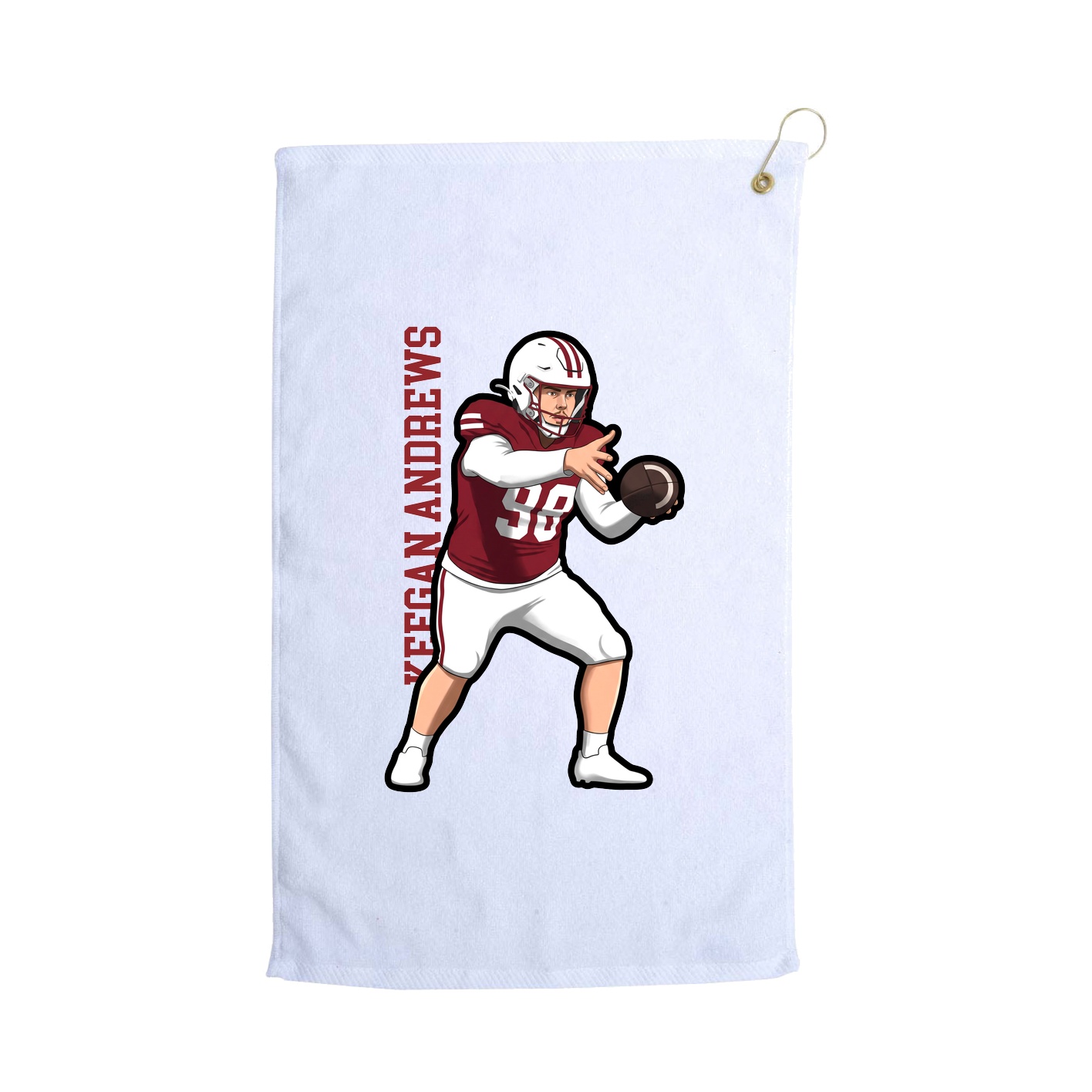 Golf Towel — Name Vertical in White