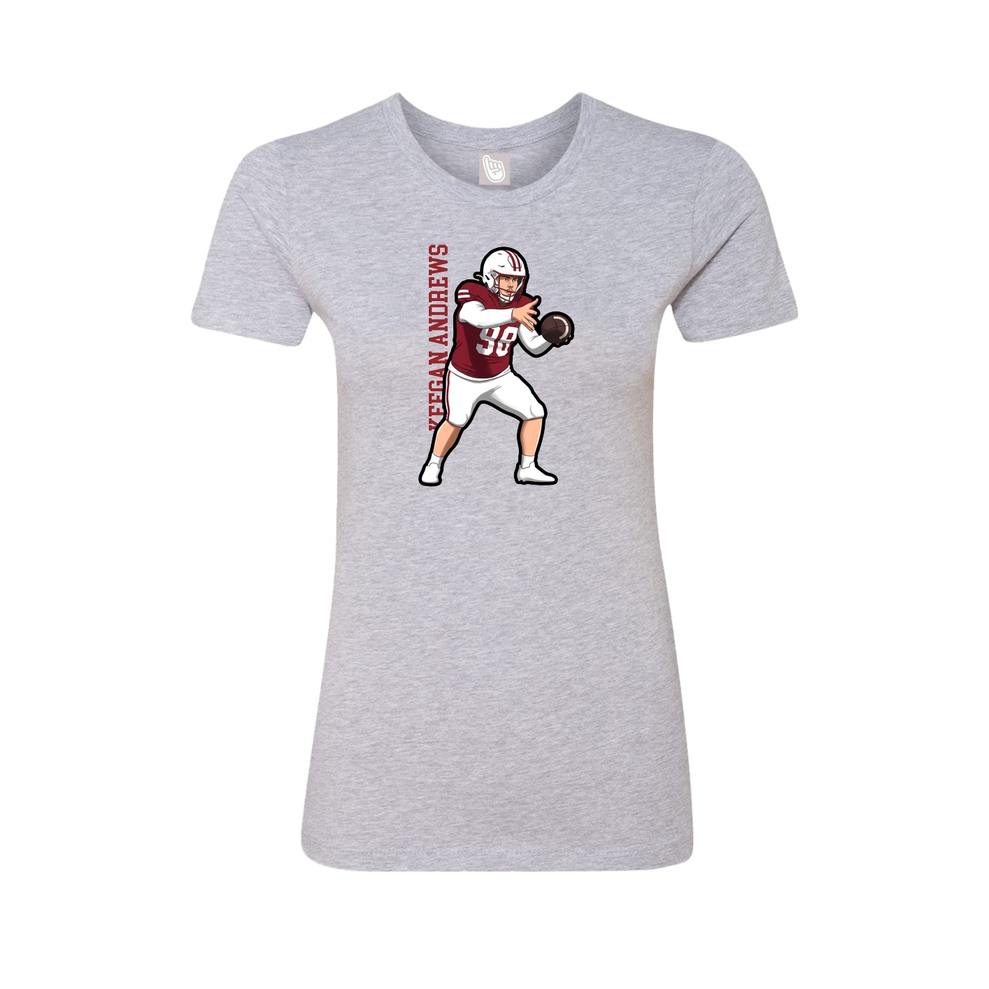 Fitted Women's Tee — Name Vertical in Grey