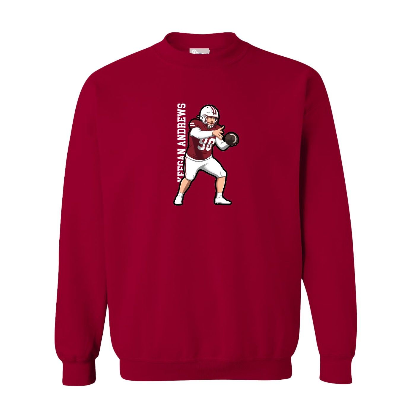 Fleece Crew — Name Vertical in Cardinal