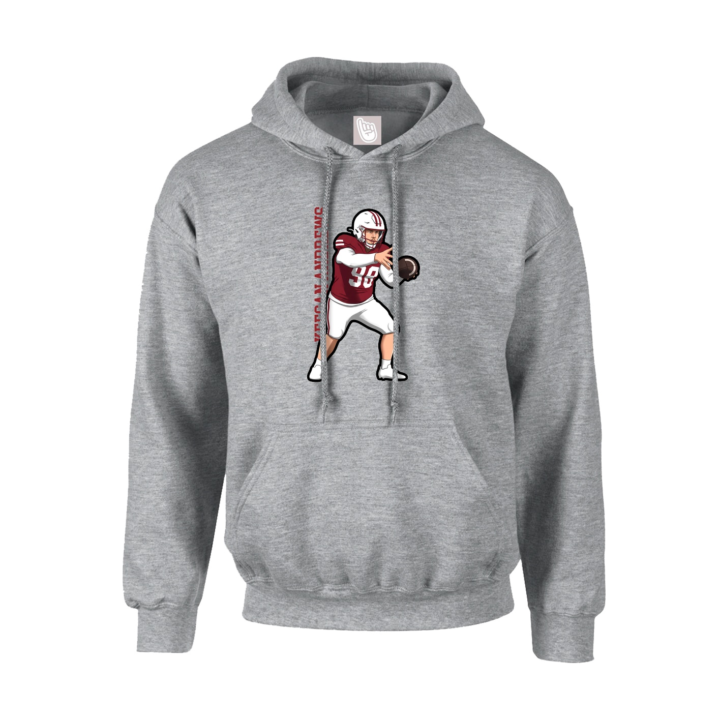 Youth Hoodie — Name Vertical in Grey