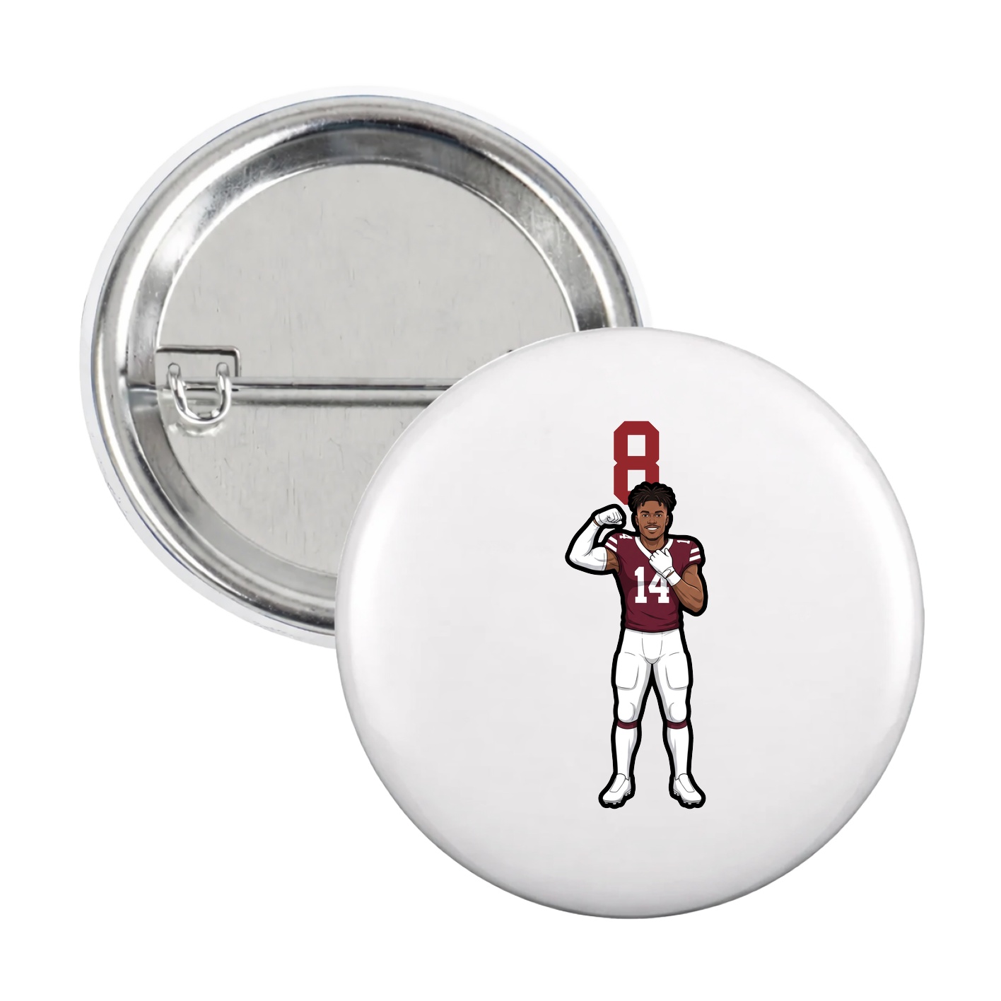 Game Day Button — Number Top in White