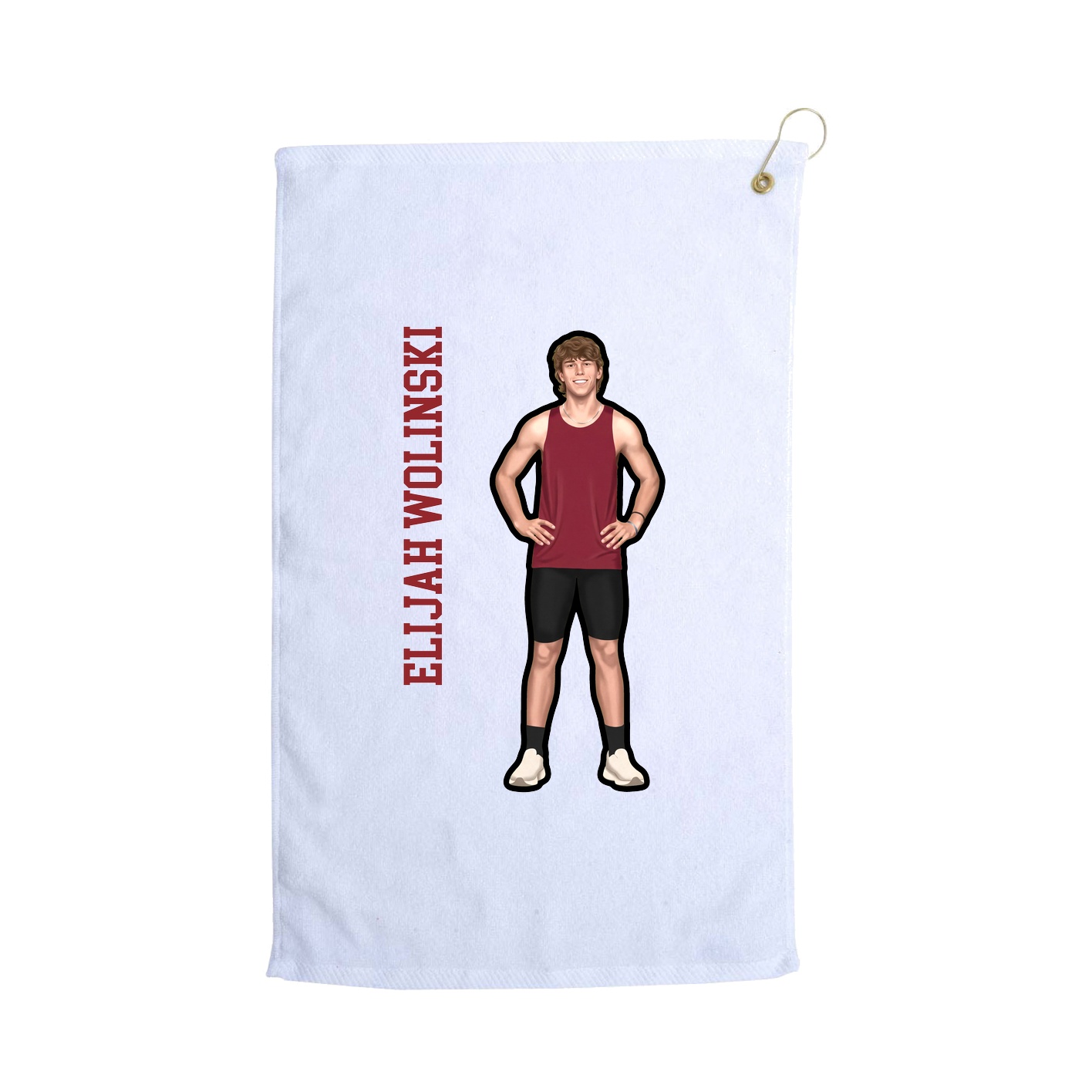 Golf Towel — Name Vertical in White