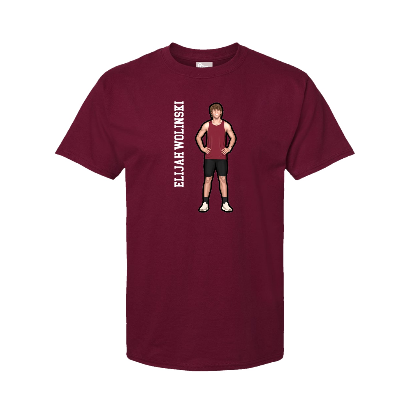 Youth Tee — Name Vertical in Cardinal
