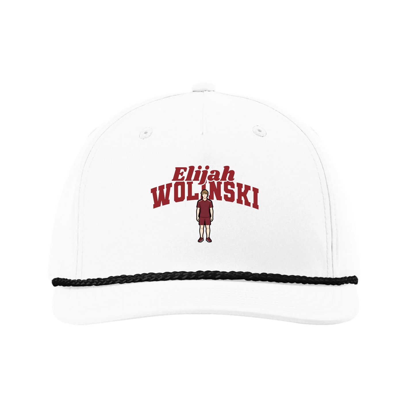 Five-Panel Classic Rope Cap — Signature Arch in White