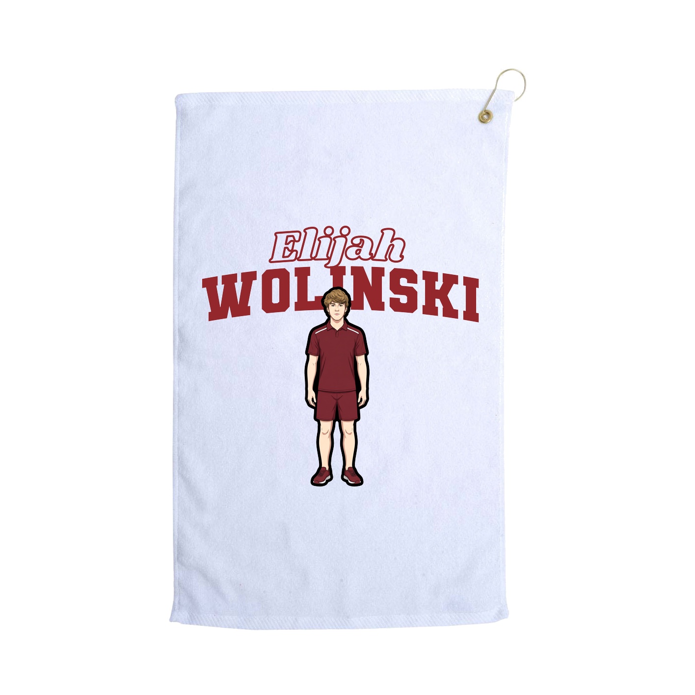 Golf Towel — Name Arch in White