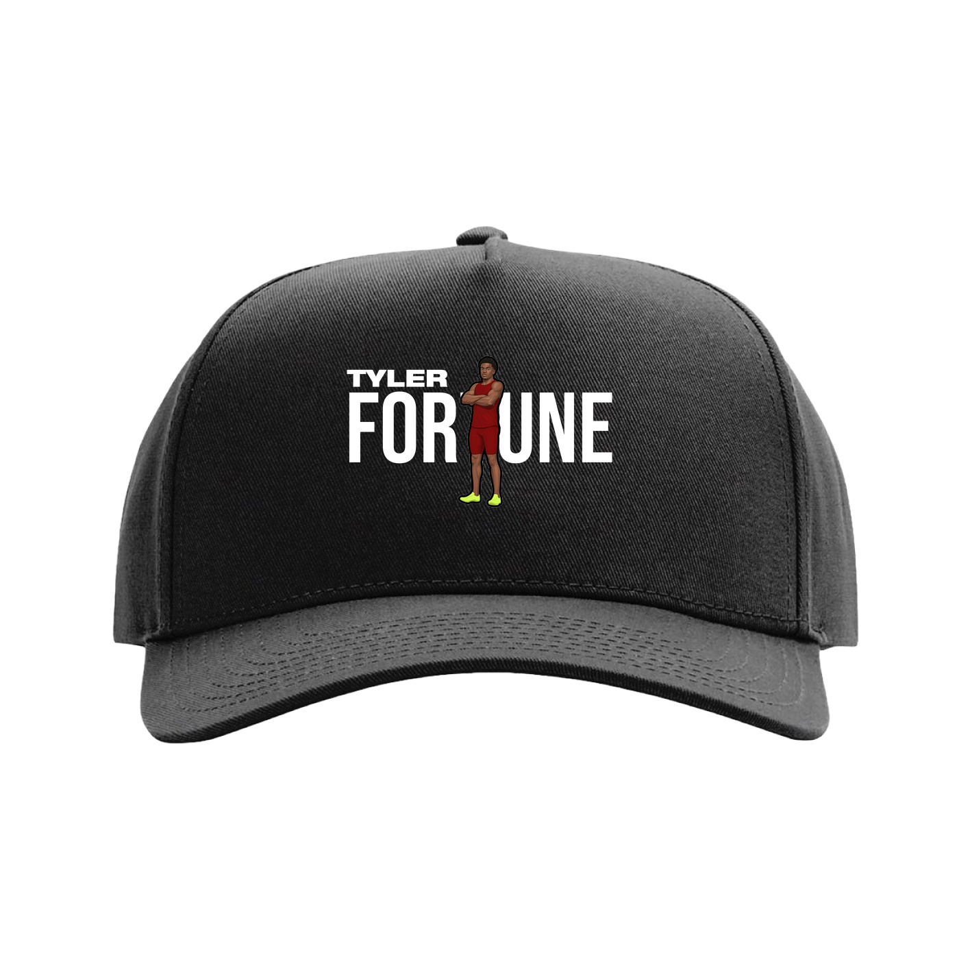 Full Fabric Five-Panel Champ Cap — Player Name in Black