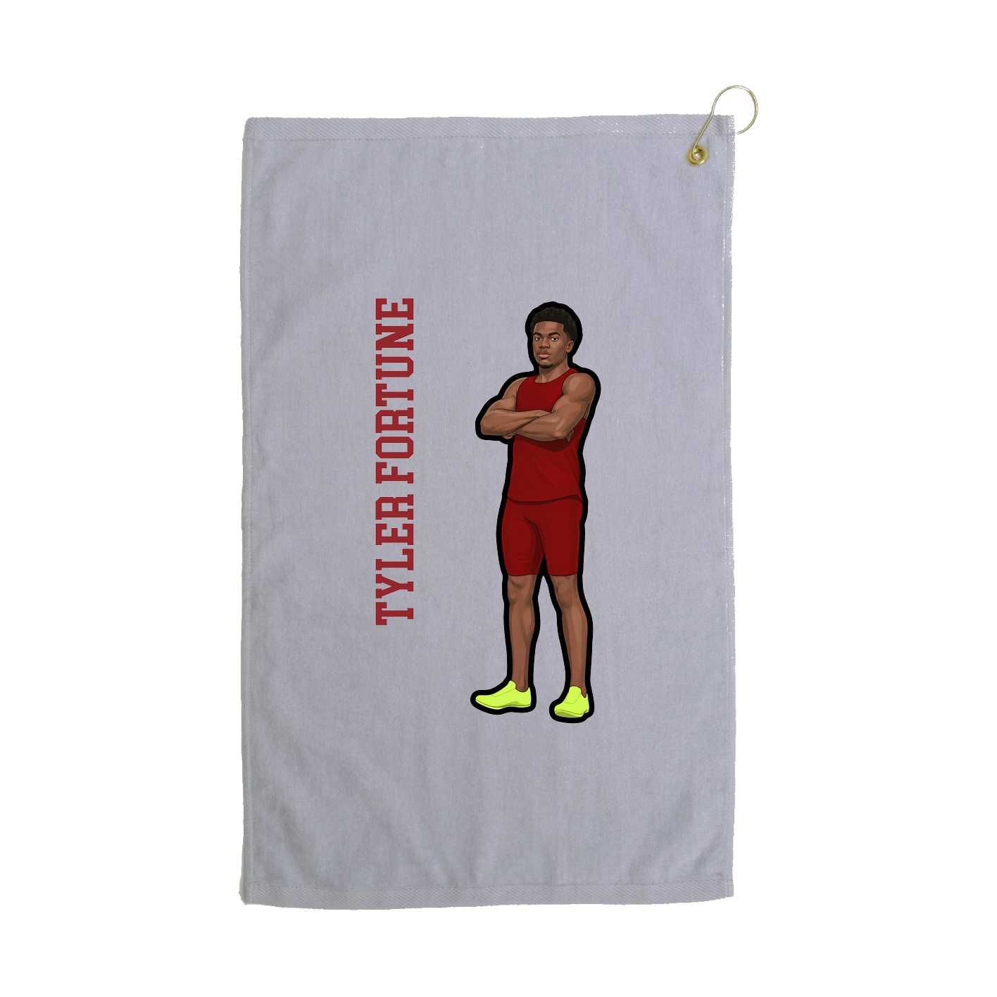Golf Towel — Name Vertical in Grey