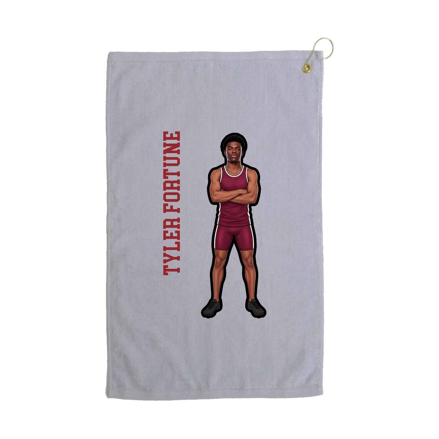 Golf Towel — Name Vertical in Grey