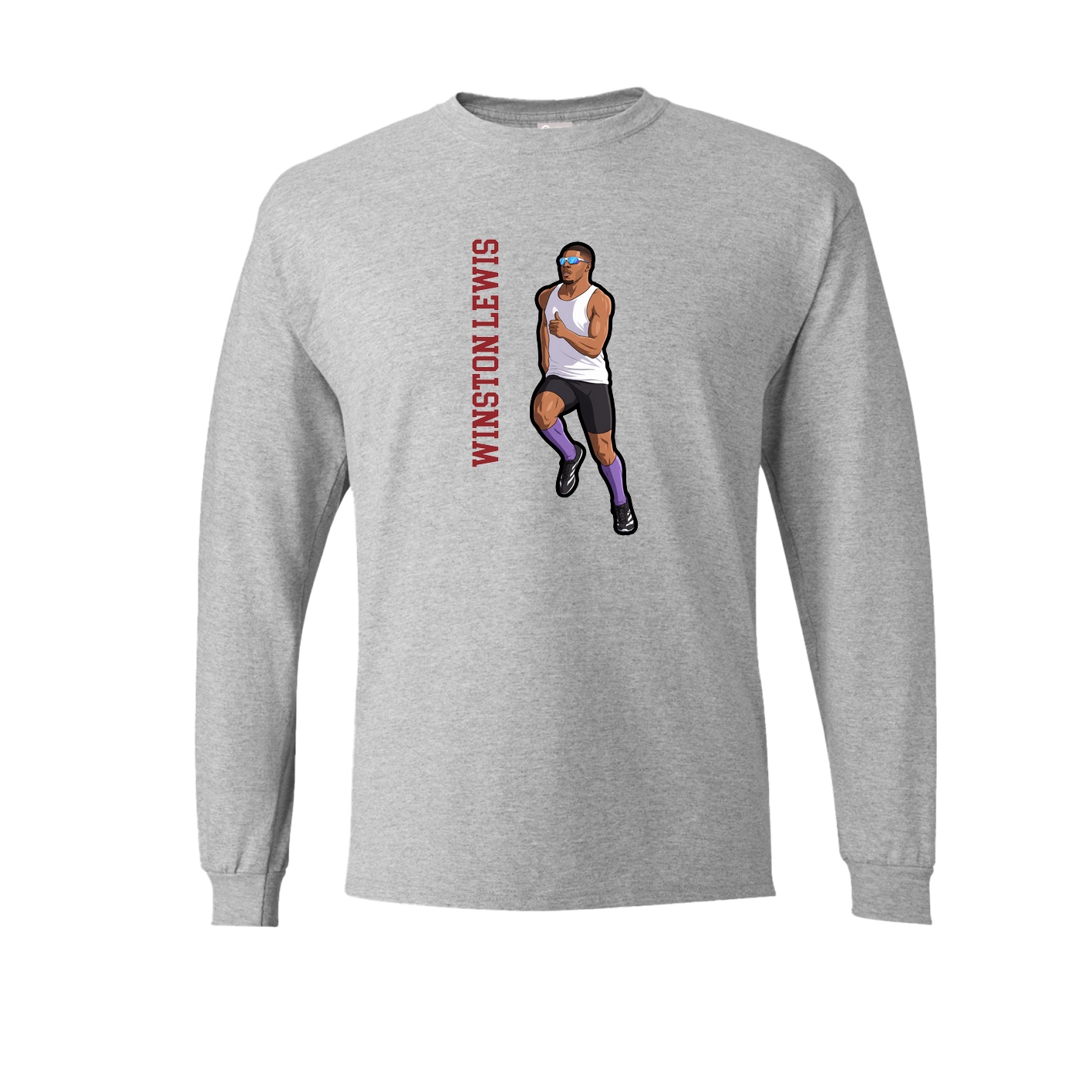 Long Sleeve Tee — Name Vertical in Grey