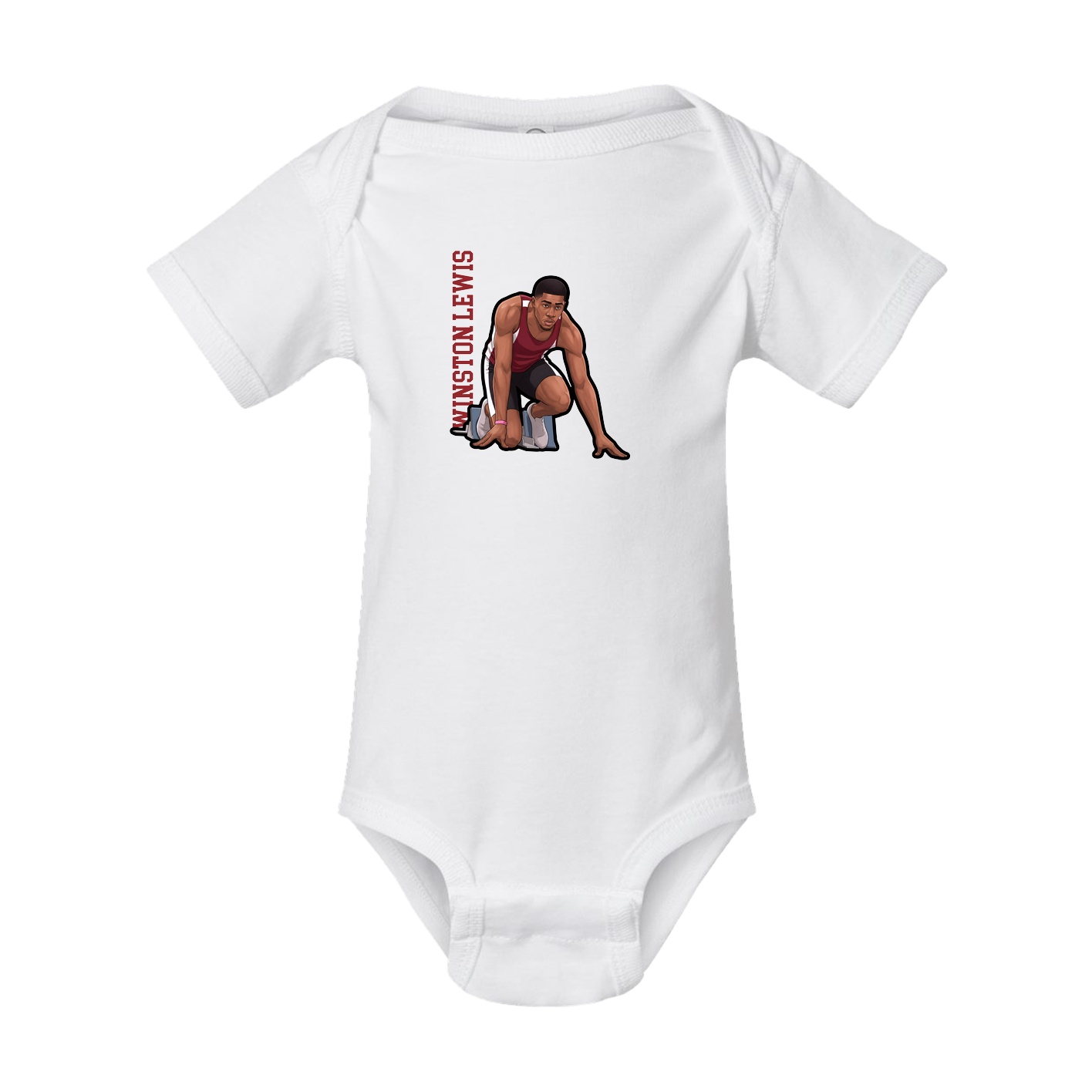 Baby Onesie — Name Vertical in White