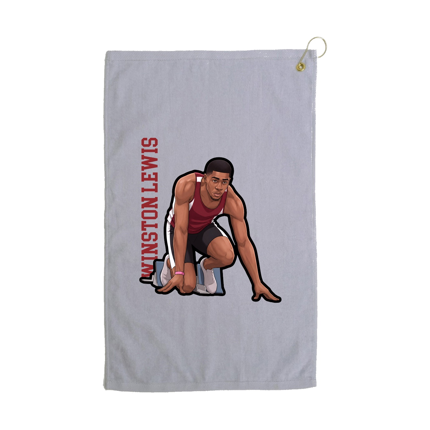Golf Towel — Name Vertical in Grey