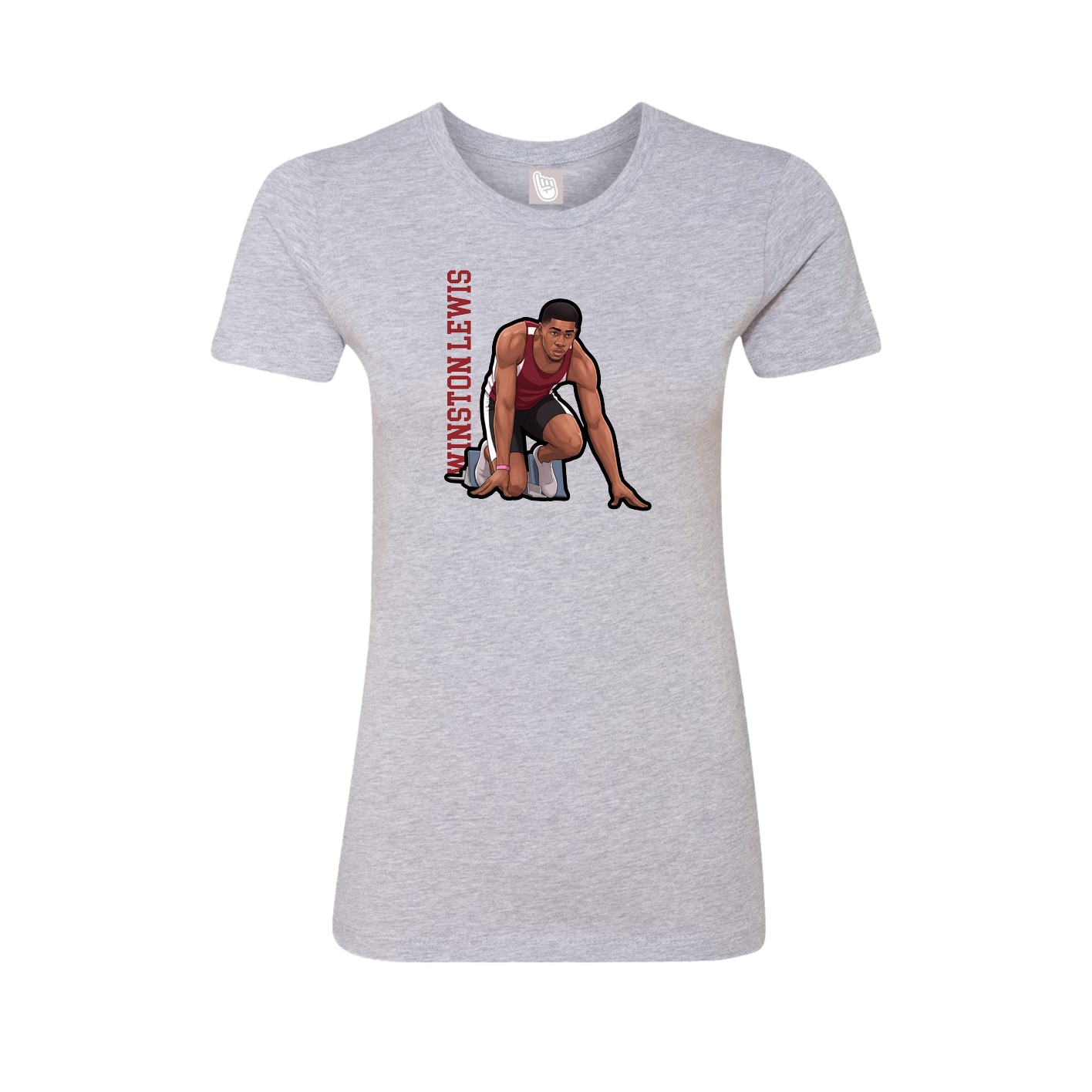 Fitted Women's Tee — Name Vertical in Grey