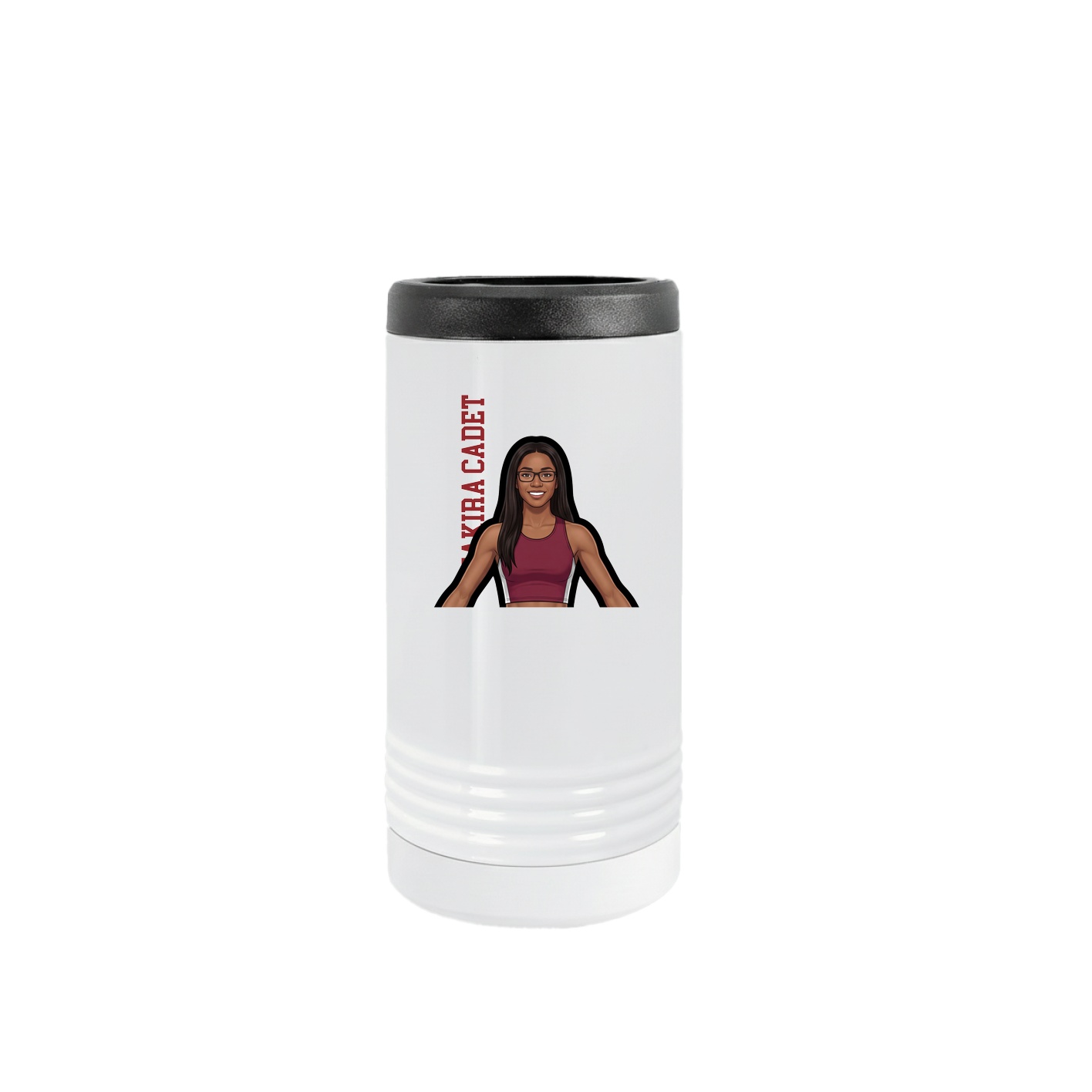 Slim Beverage Holder — Name Vertical in White