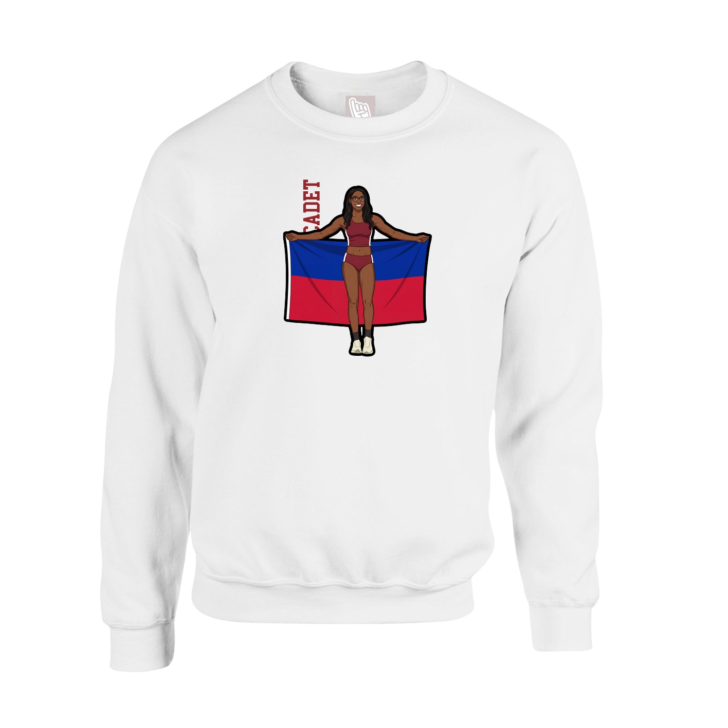 Fleece Crew — Name Vertical in White