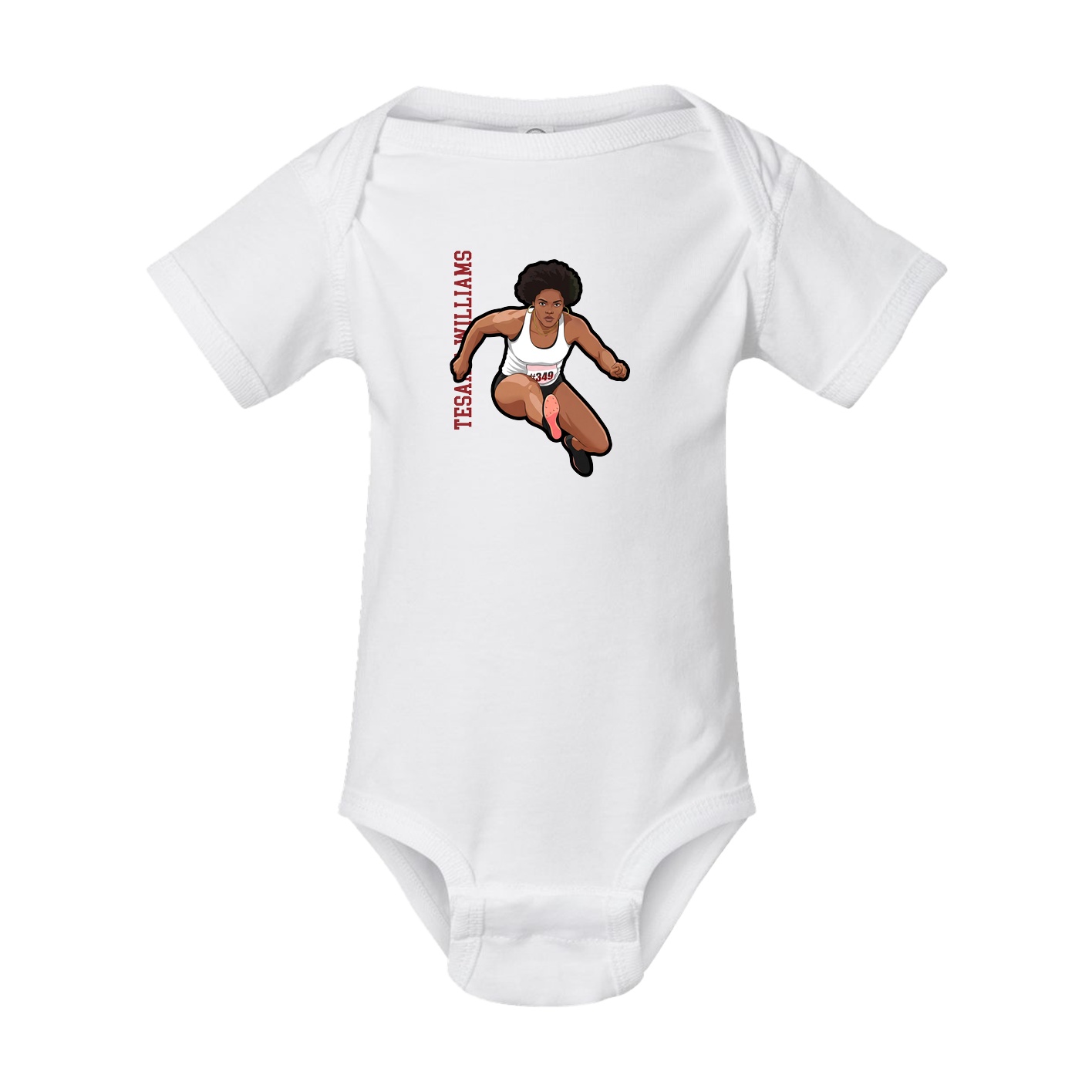 Baby Onesie — Name Vertical in White