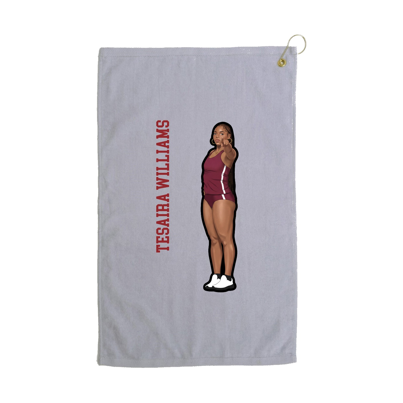Golf Towel — Name Vertical in Grey