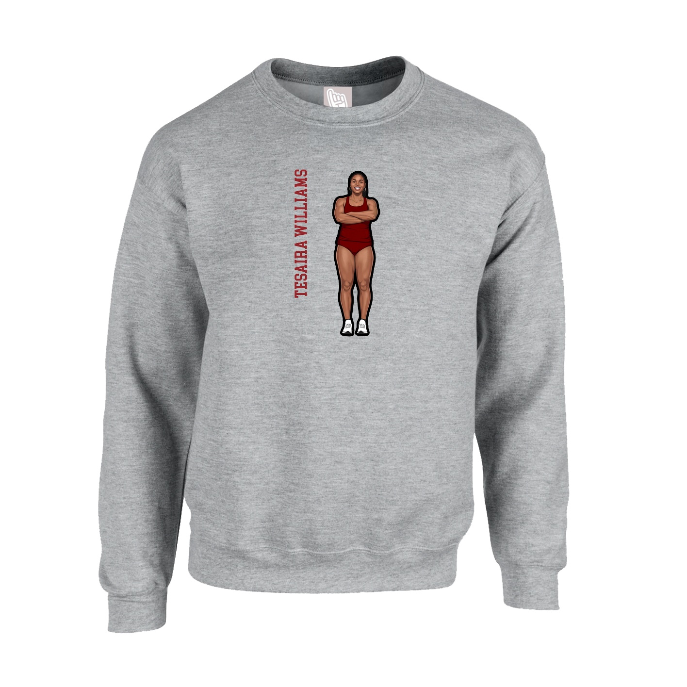 Fleece Crew — Name Vertical in Grey