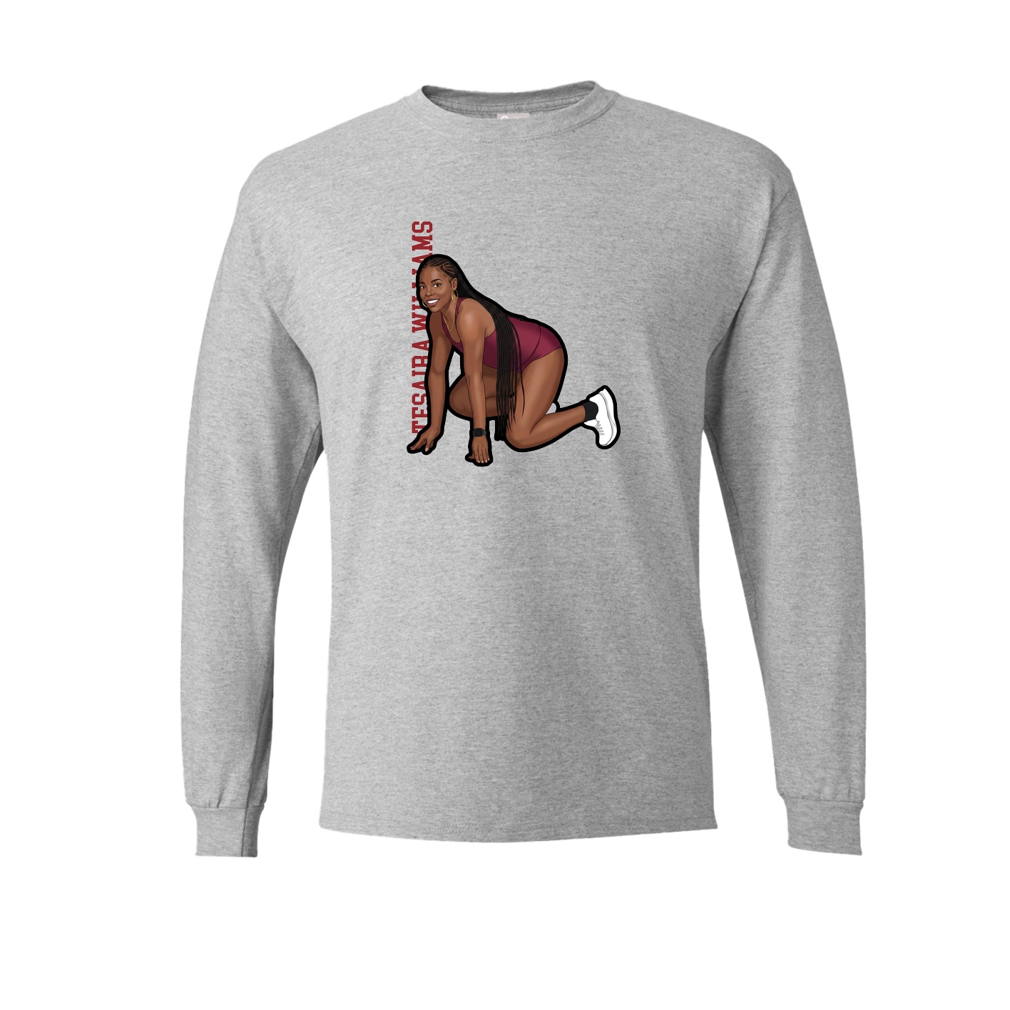 Long Sleeve Tee — Name Vertical in Grey