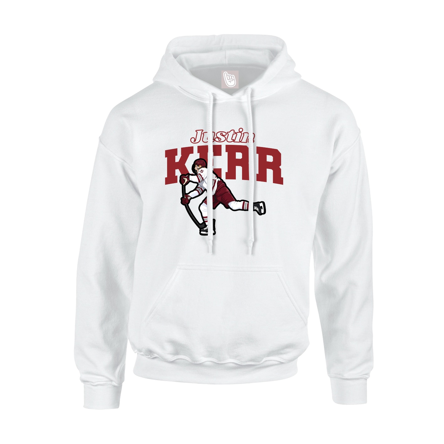 Youth Hoodie — Name Arch in White