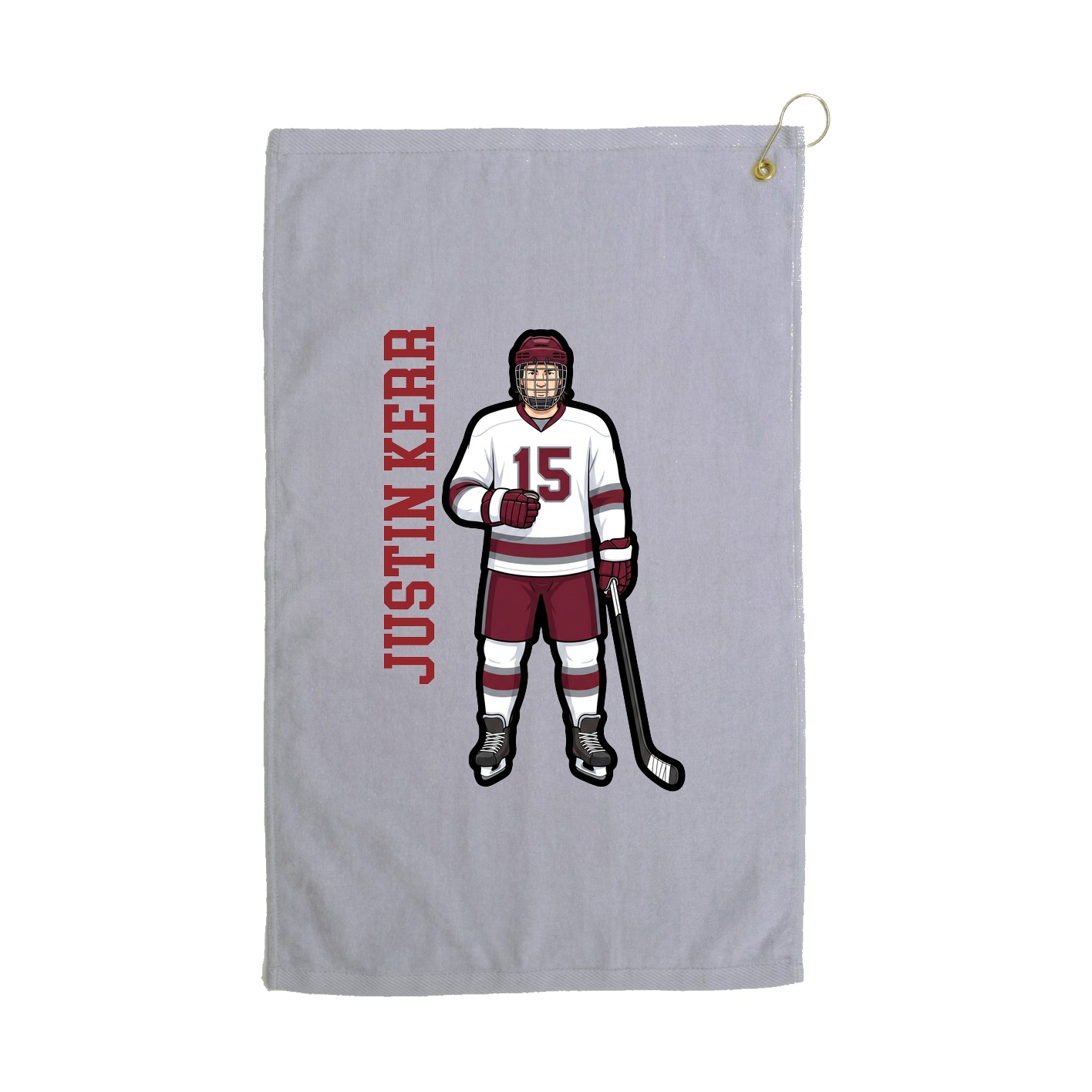 Golf Towel — Name Vertical in Grey
