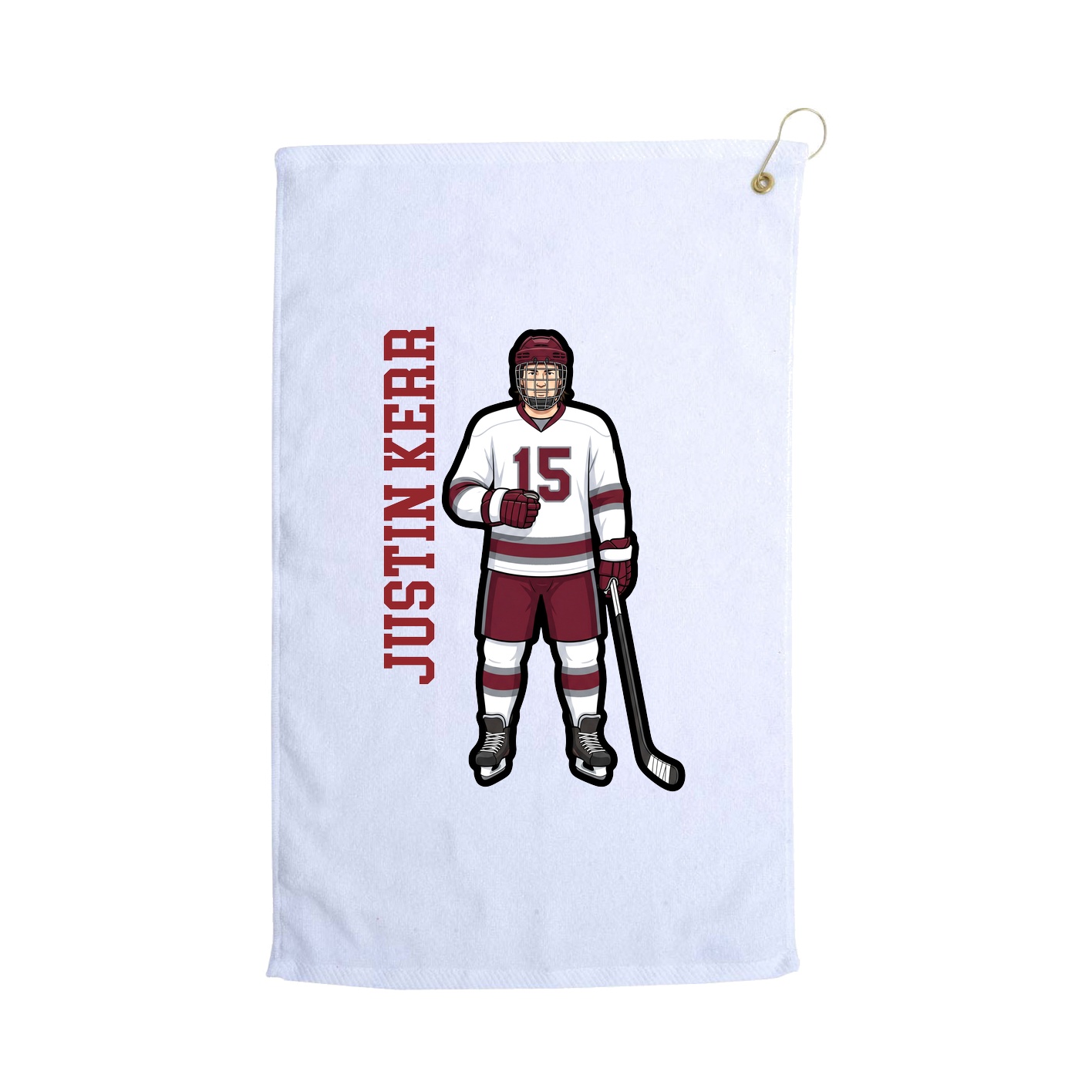 Golf Towel — Name Vertical in White