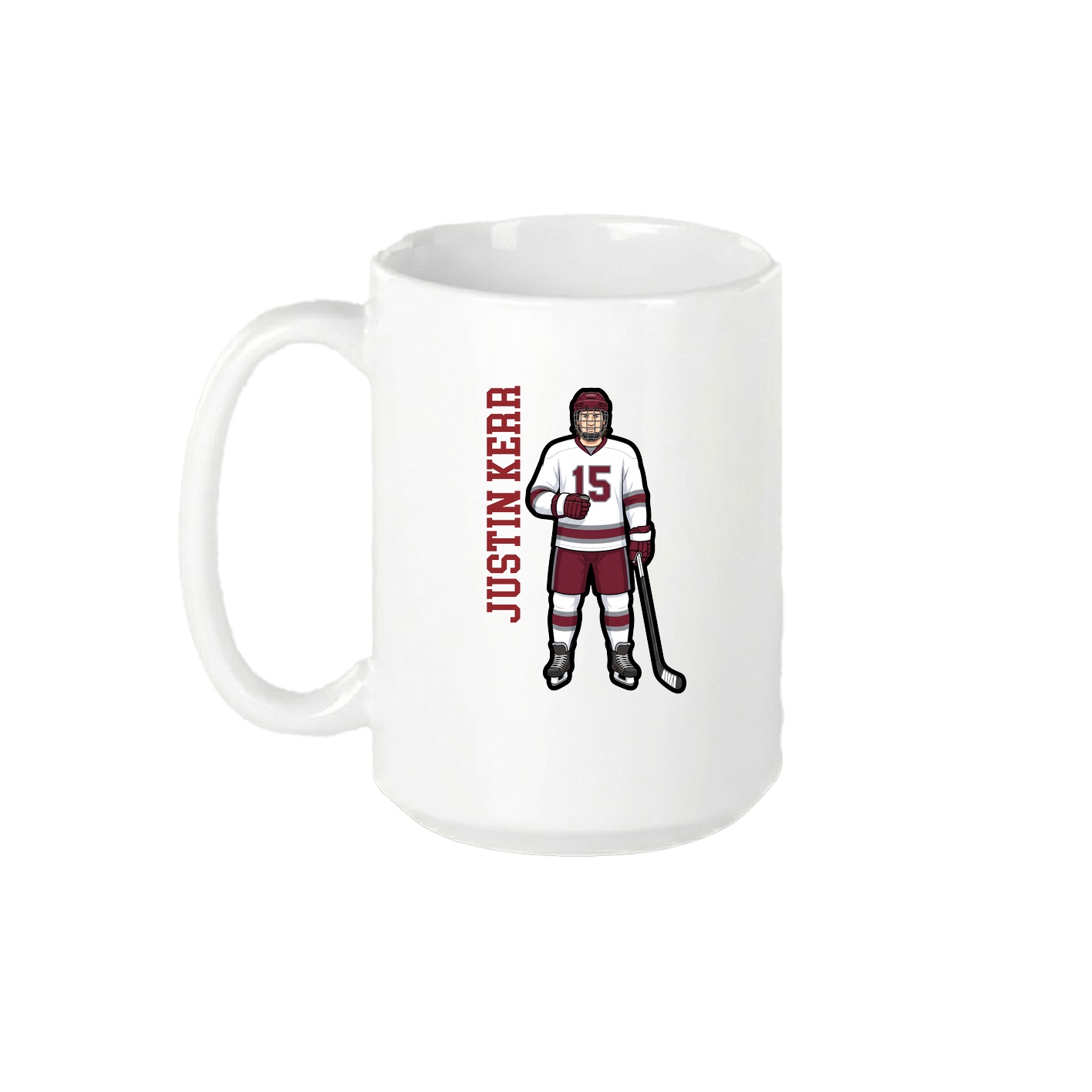15oz Coffee Mug — Name Vertical in White