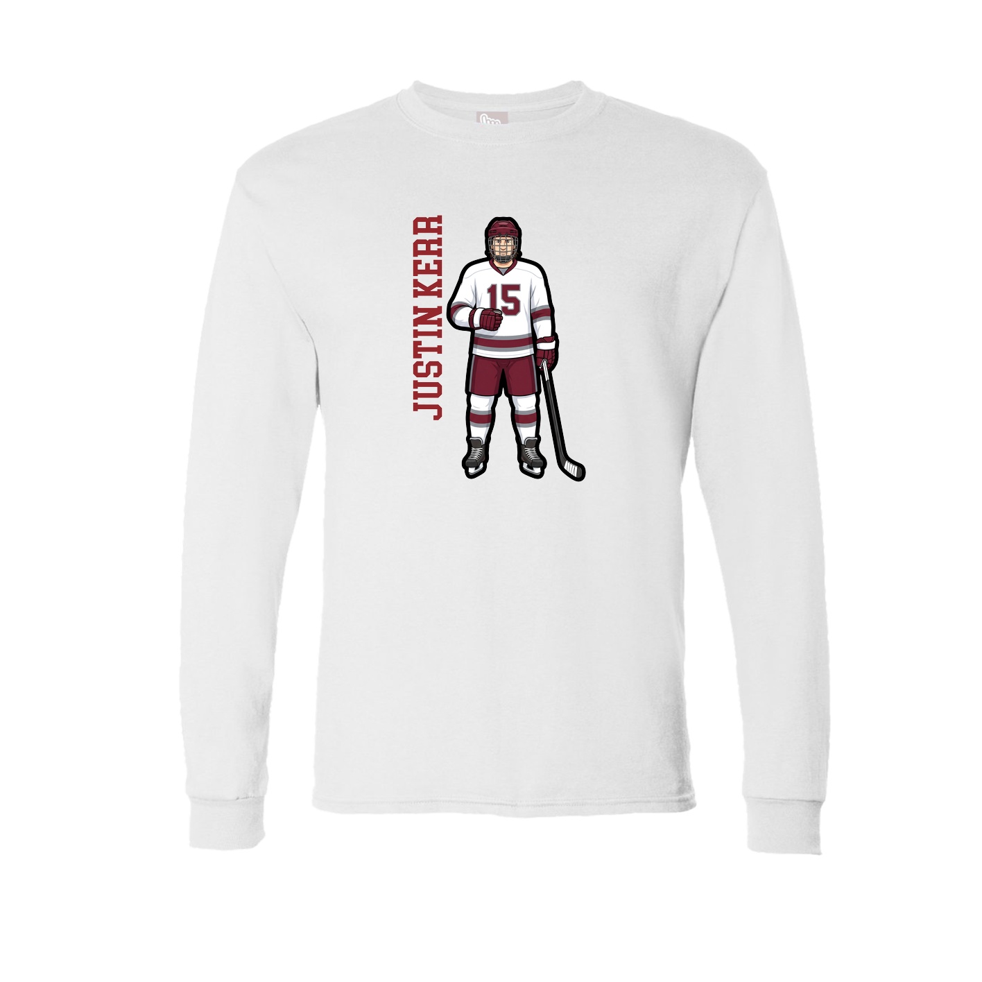 Long Sleeve Tee — Name Vertical in White