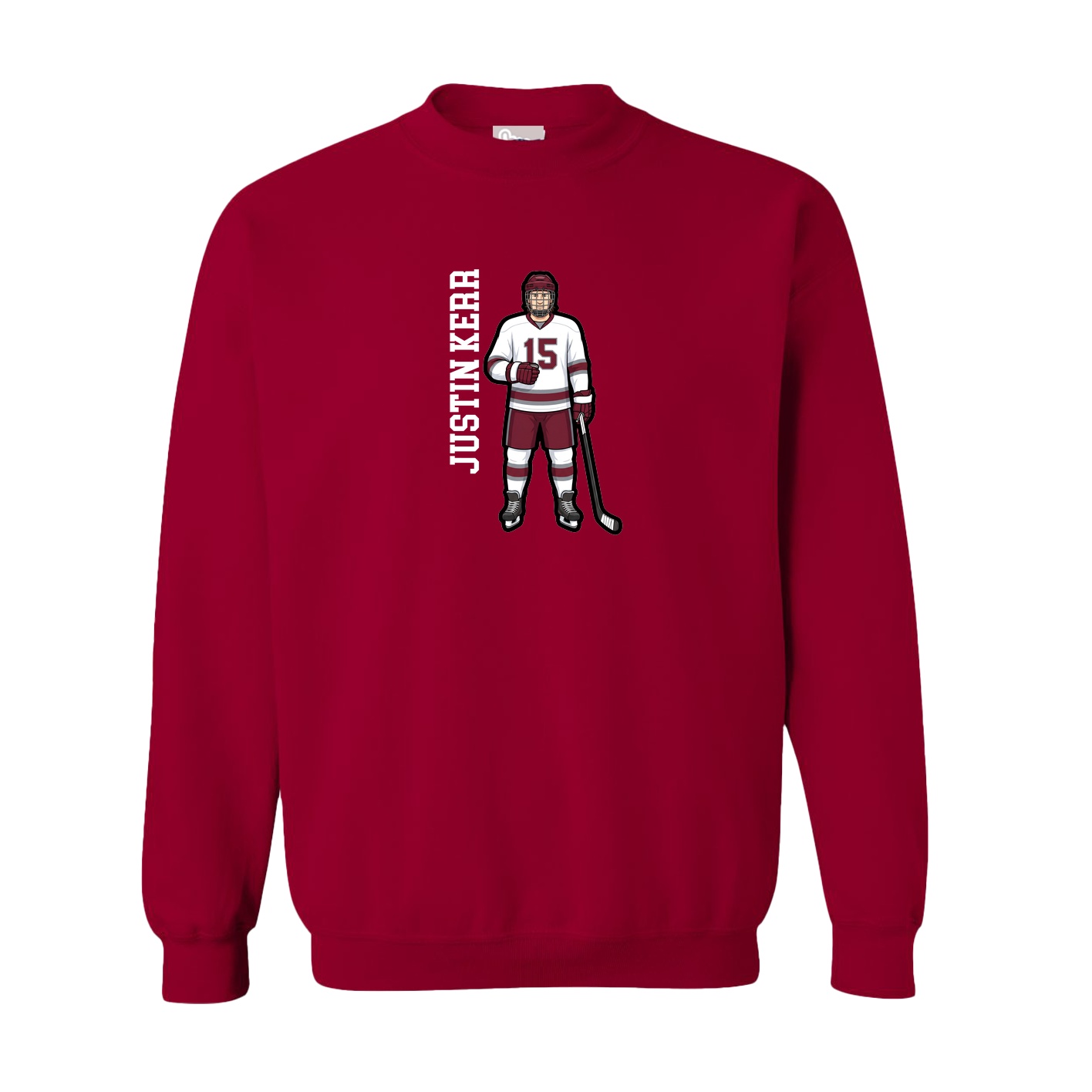 Fleece Crew — Name Vertical in Cardinal