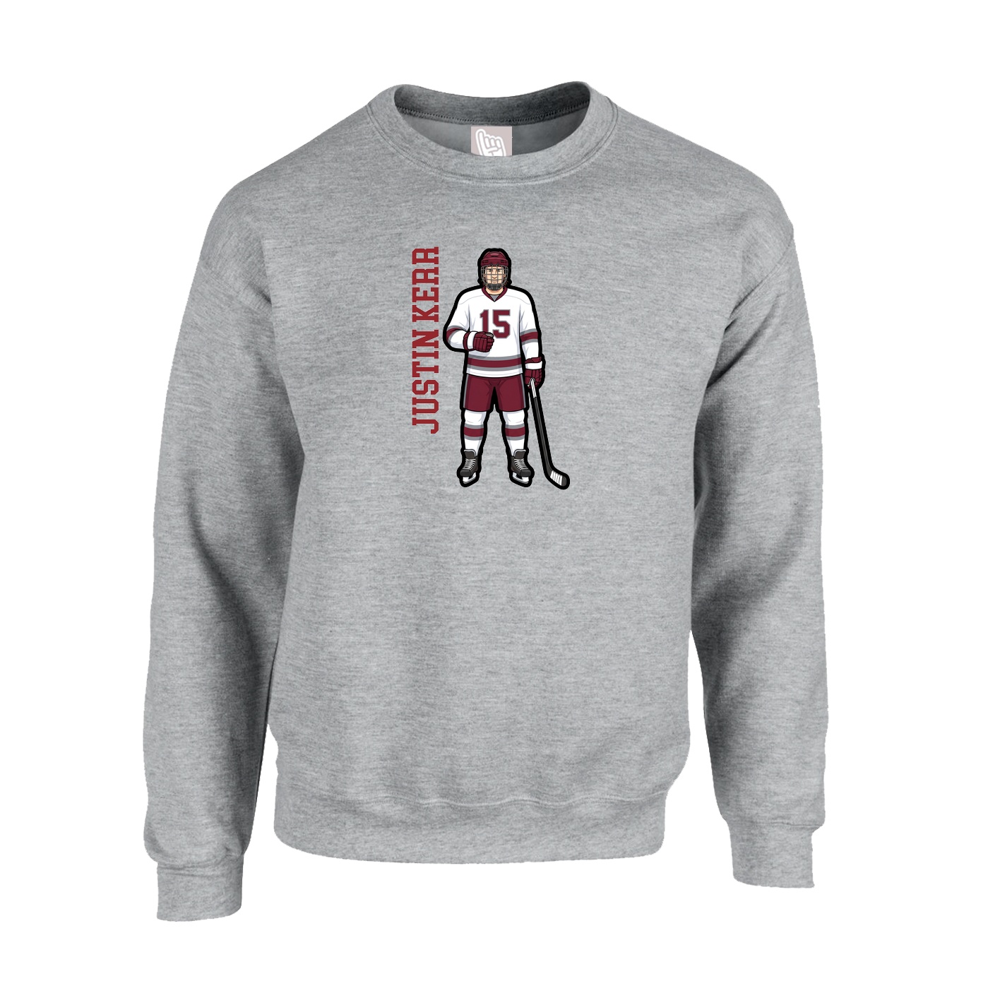 Fleece Crew — Name Vertical in Grey