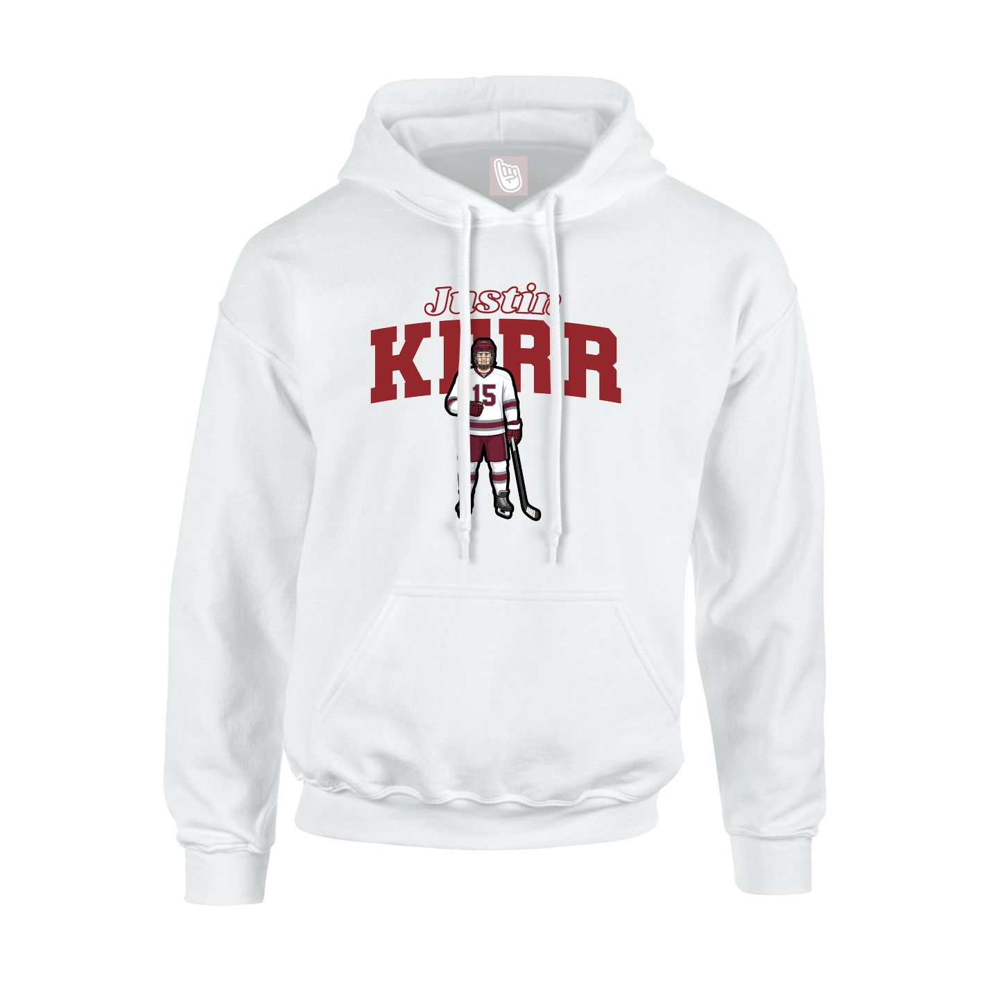Youth Hoodie — Name Arch in White