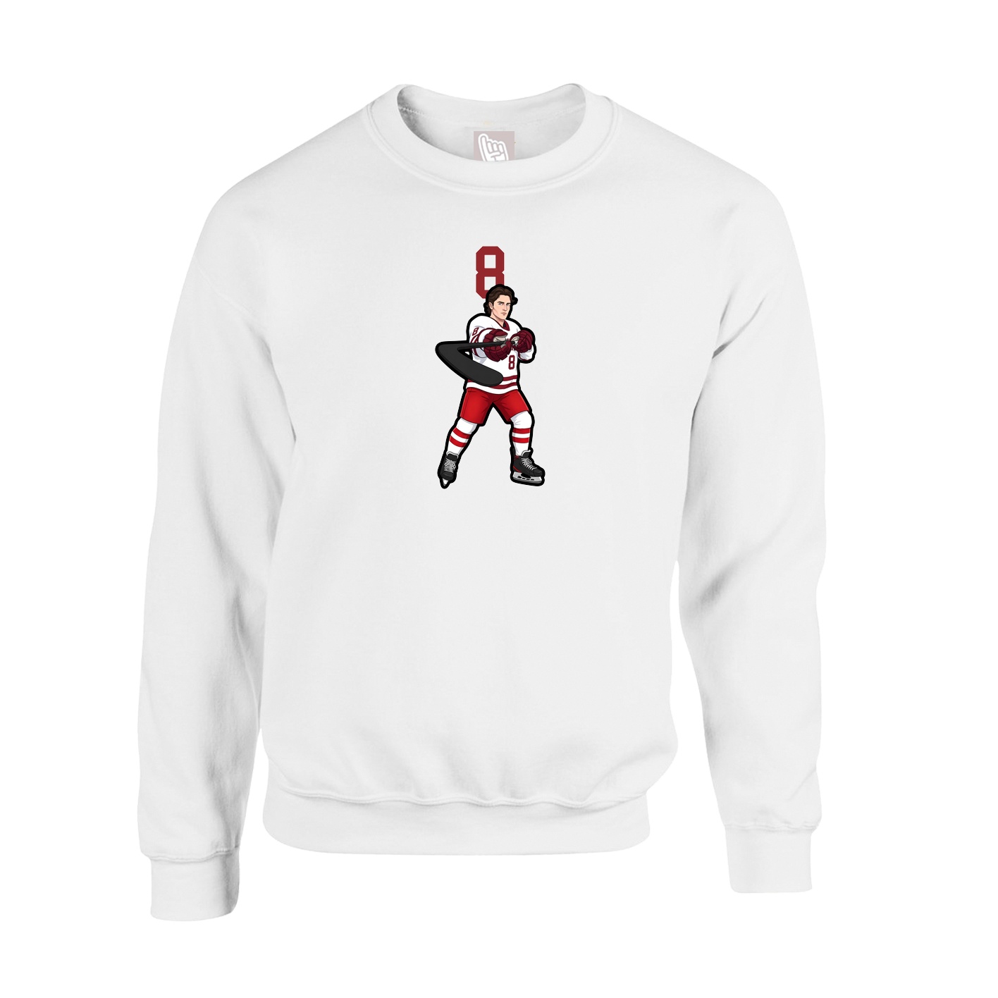 Fleece Crew — Number Top in White