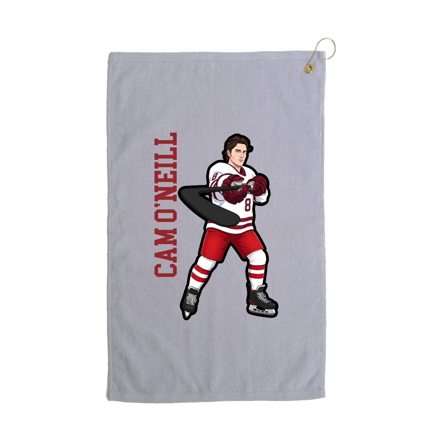 Golf Towel — Name Vertical in Grey