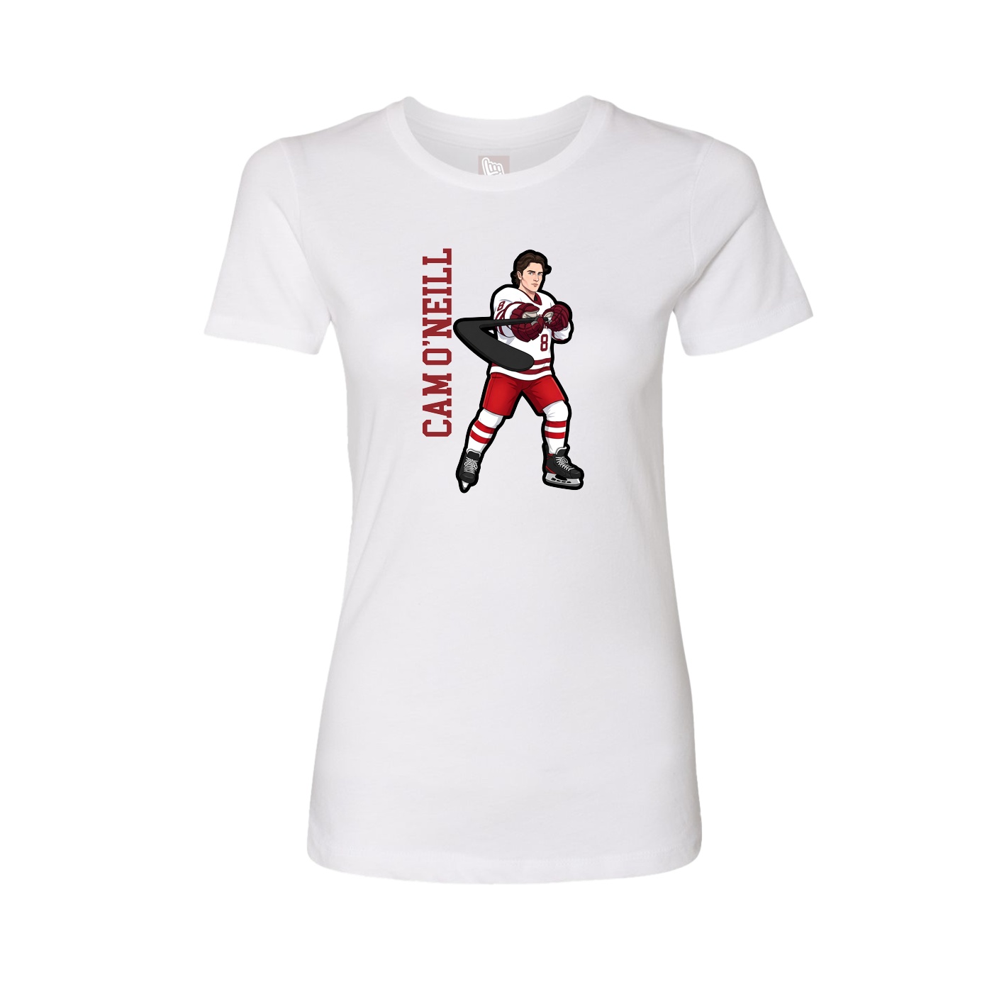 Fitted Women's Tee — Name Vertical in White